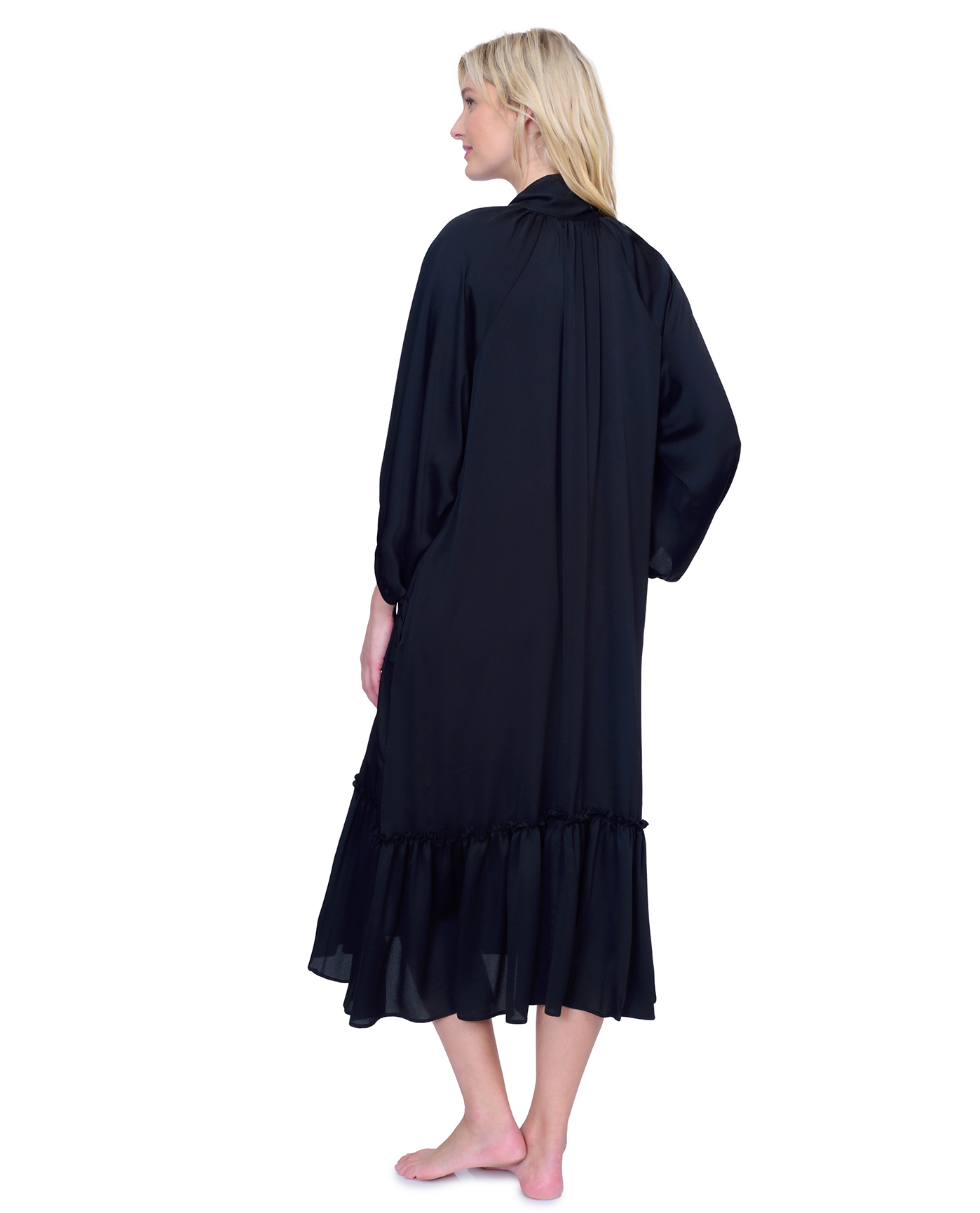 Gottex Day Dreamer Button Down Maxi Long Dress with Long Sleeves Swim Cover up | Gottex Day Dreamer Black