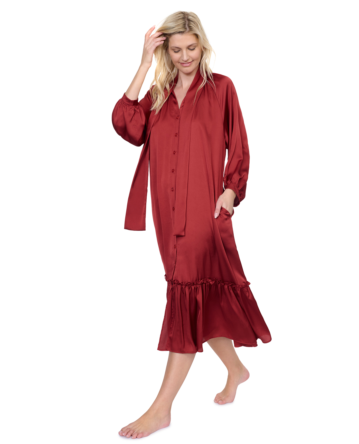 Gottex Day Dreamer Button Down Maxi Long Dress with Long Sleeves Swim Cover up | Gottex Day Dreamer Spice