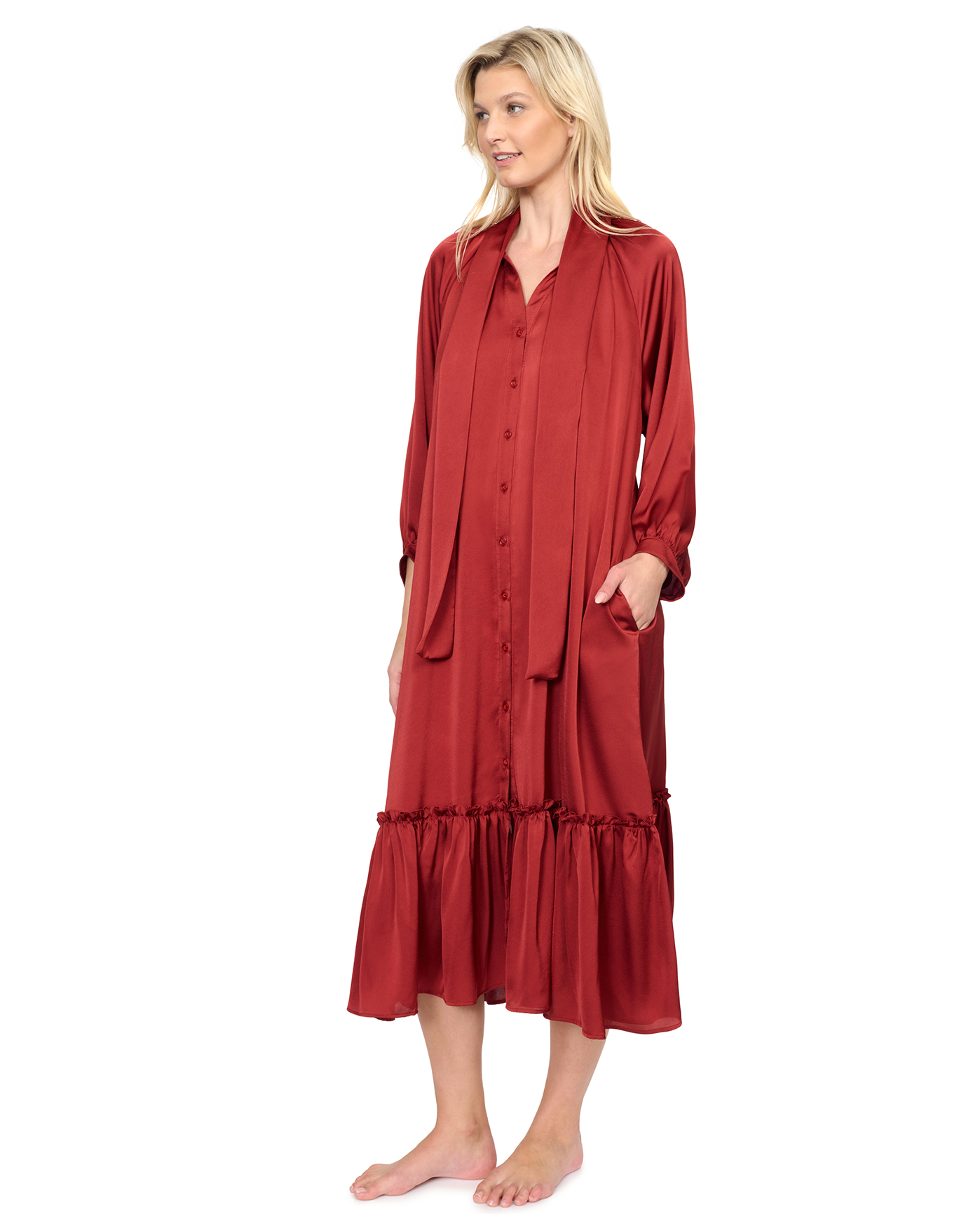 Gottex Day Dreamer Button Down Maxi Long Dress with Long Sleeves Swim Cover up | Gottex Day Dreamer Spice