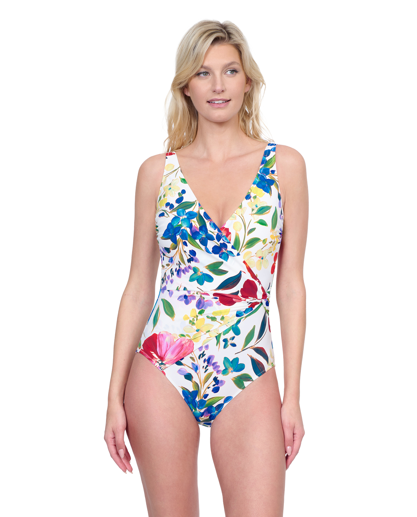 Gottex Garden Dream V Neck Surplice One Piece Swimsuit | Gottex Garden Dream Off White Multi