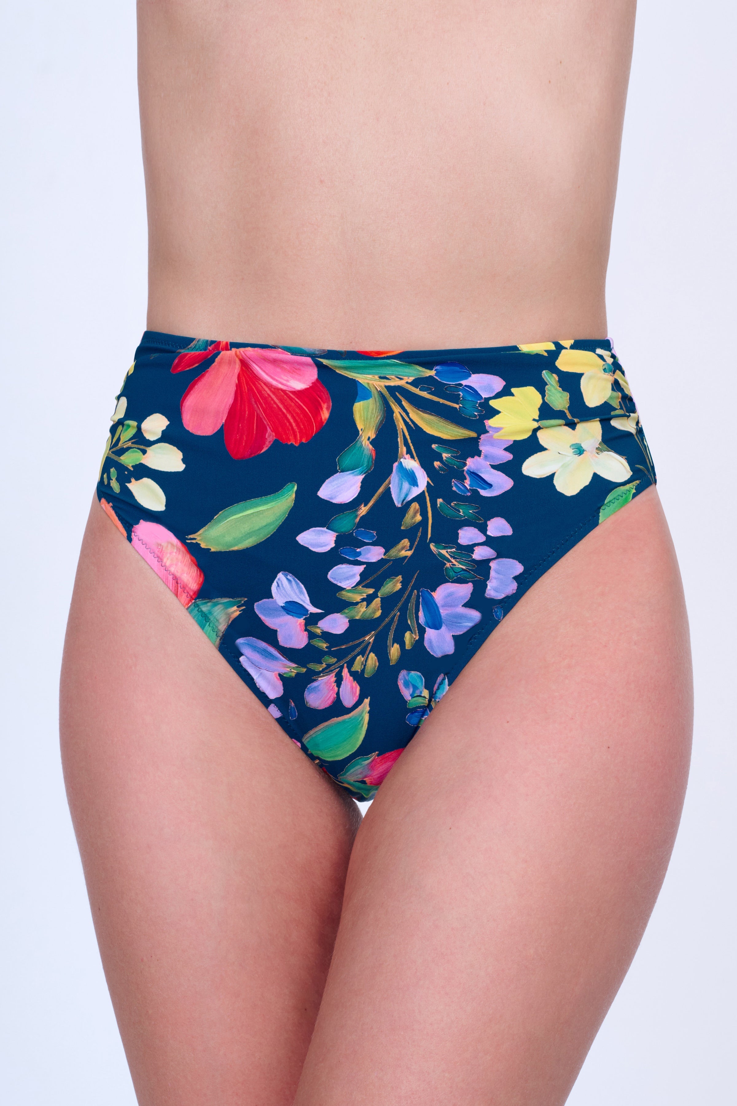 Gottex Garden Dream High Waist Bikini Bottom | Gottex Garden Dream Navy Multi