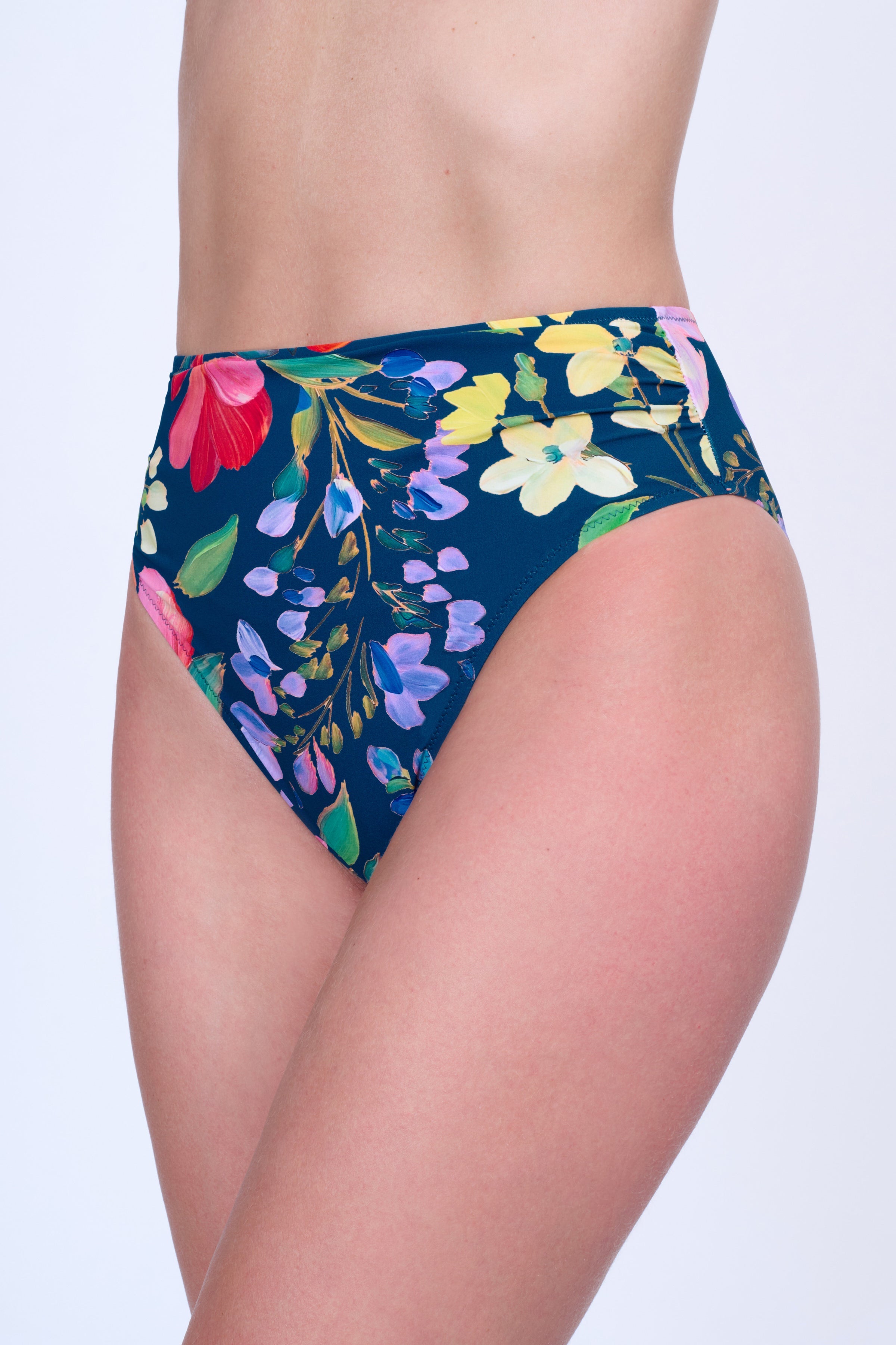 Gottex Garden Dream High Waist Bikini Bottom | Gottex Garden Dream Navy Multi