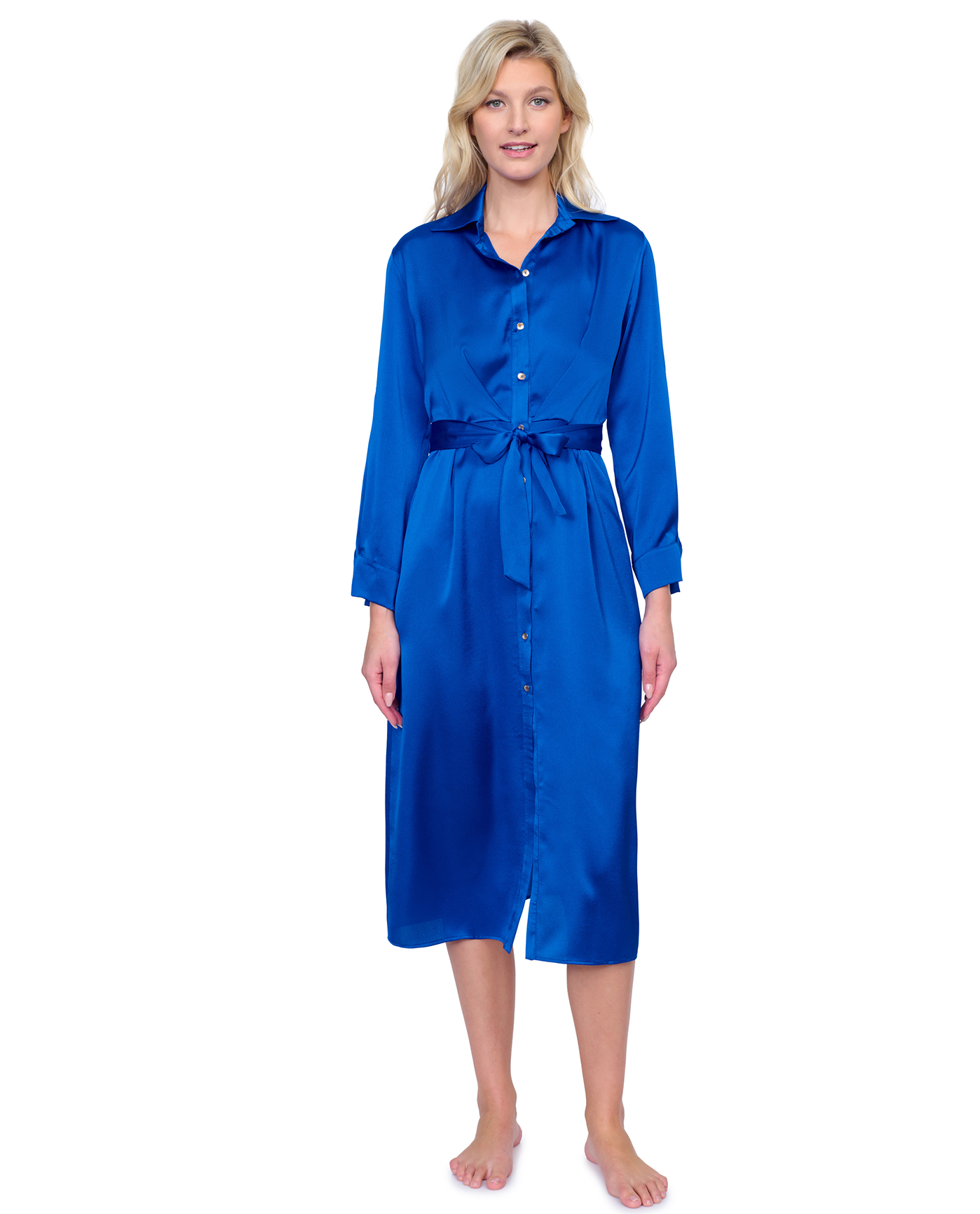 Gottex Montecarlo Shirt Dress with Long Sleeves and Belt Swim Cover Up | Gottex Montecarlo Cobalt