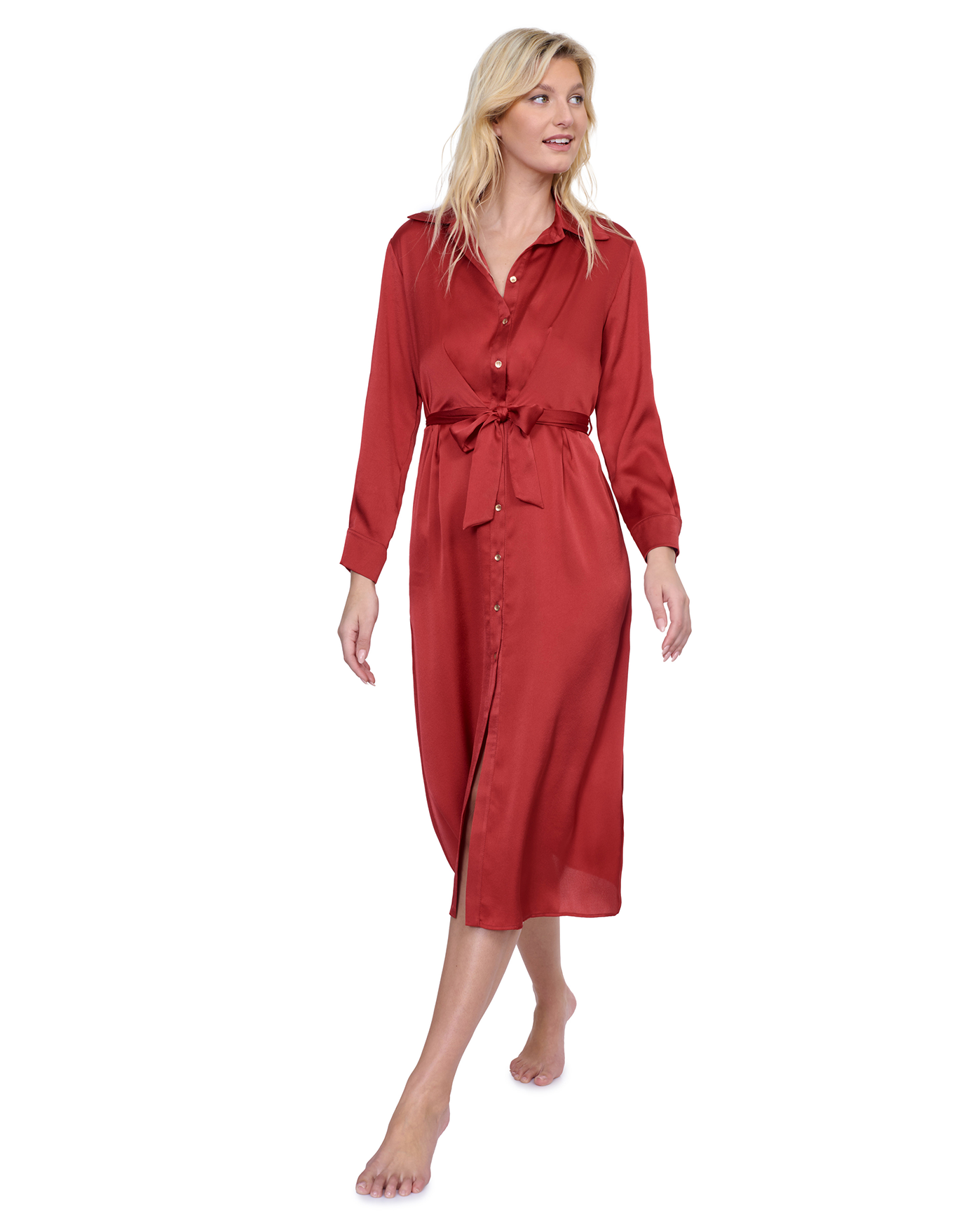 Gottex Montecarlo Shirt Dress with Long Sleeves and Belt Swim Cover Up | Gottex Montecarlo Paprika
