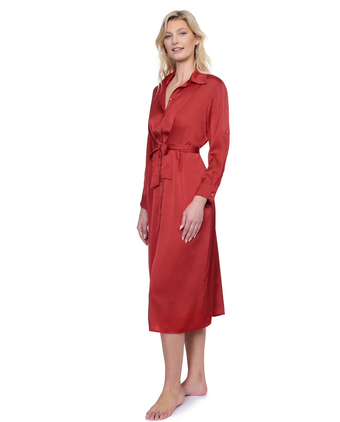 Gottex Montecarlo Shirt Dress with Long Sleeves and Belt Swim Cover Up | Gottex Montecarlo Paprika