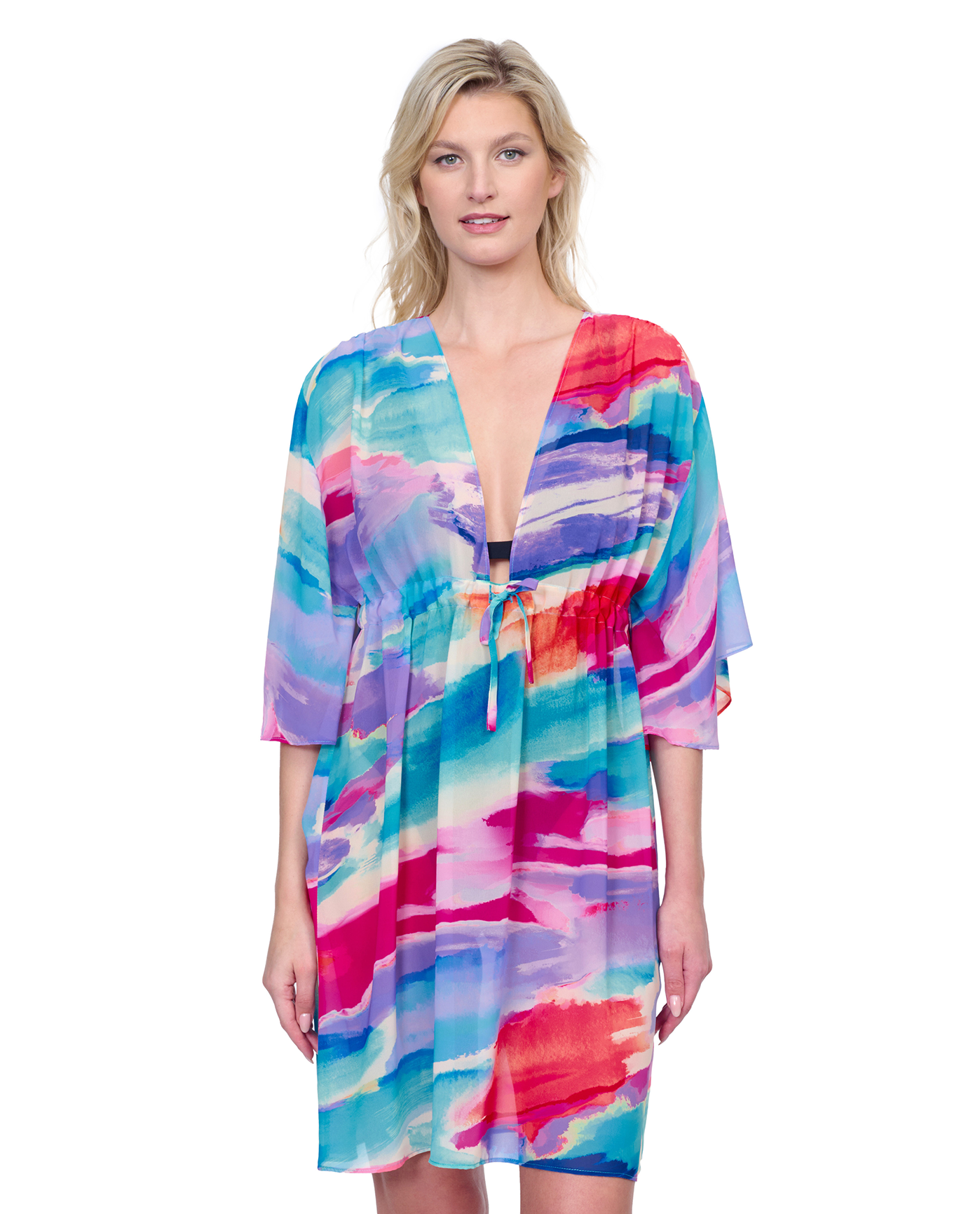 Palma De Mallorca V Neck Beach Dress with Adjustable Tie