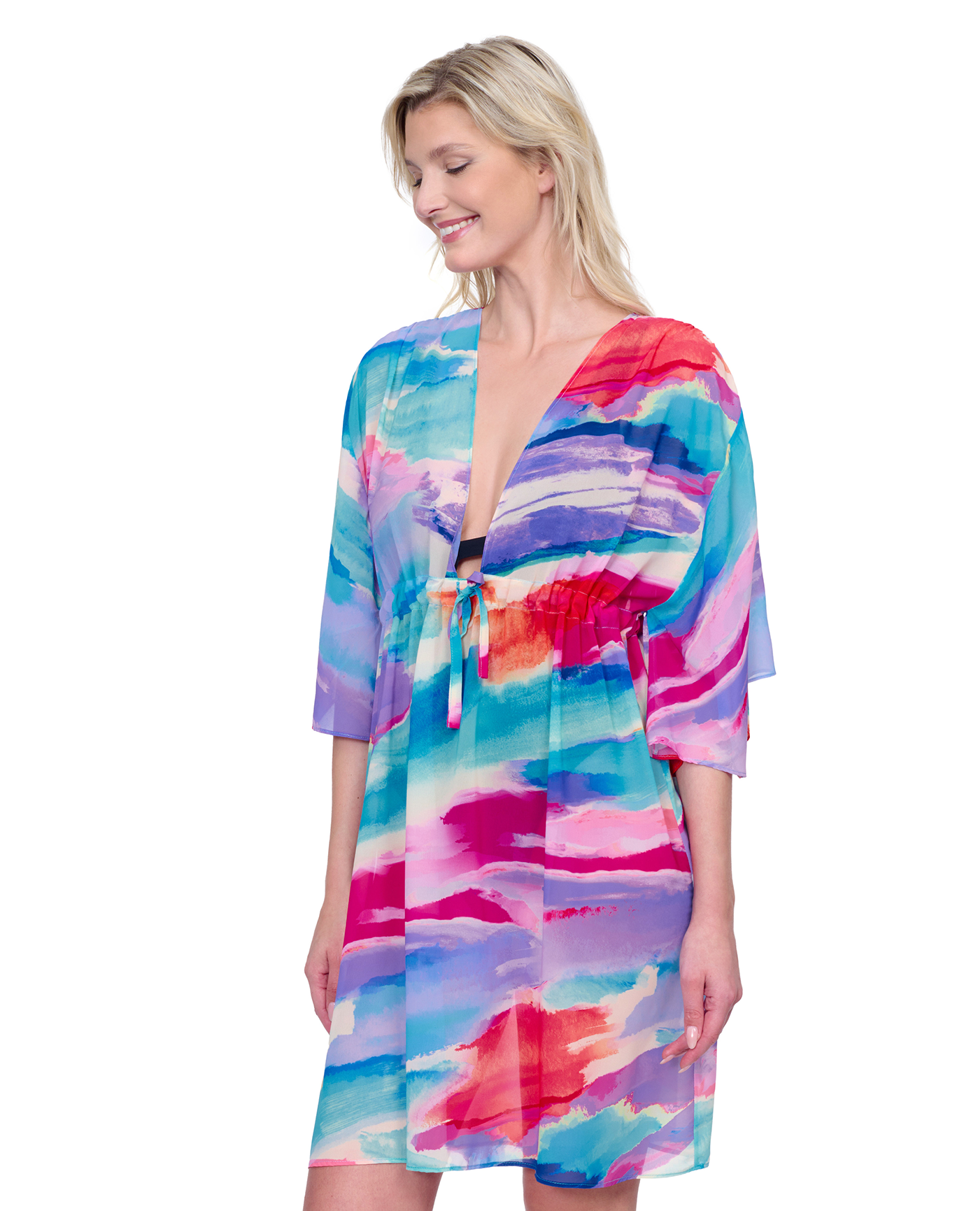 Palma De Mallorca V Neck Beach Dress with Adjustable Tie