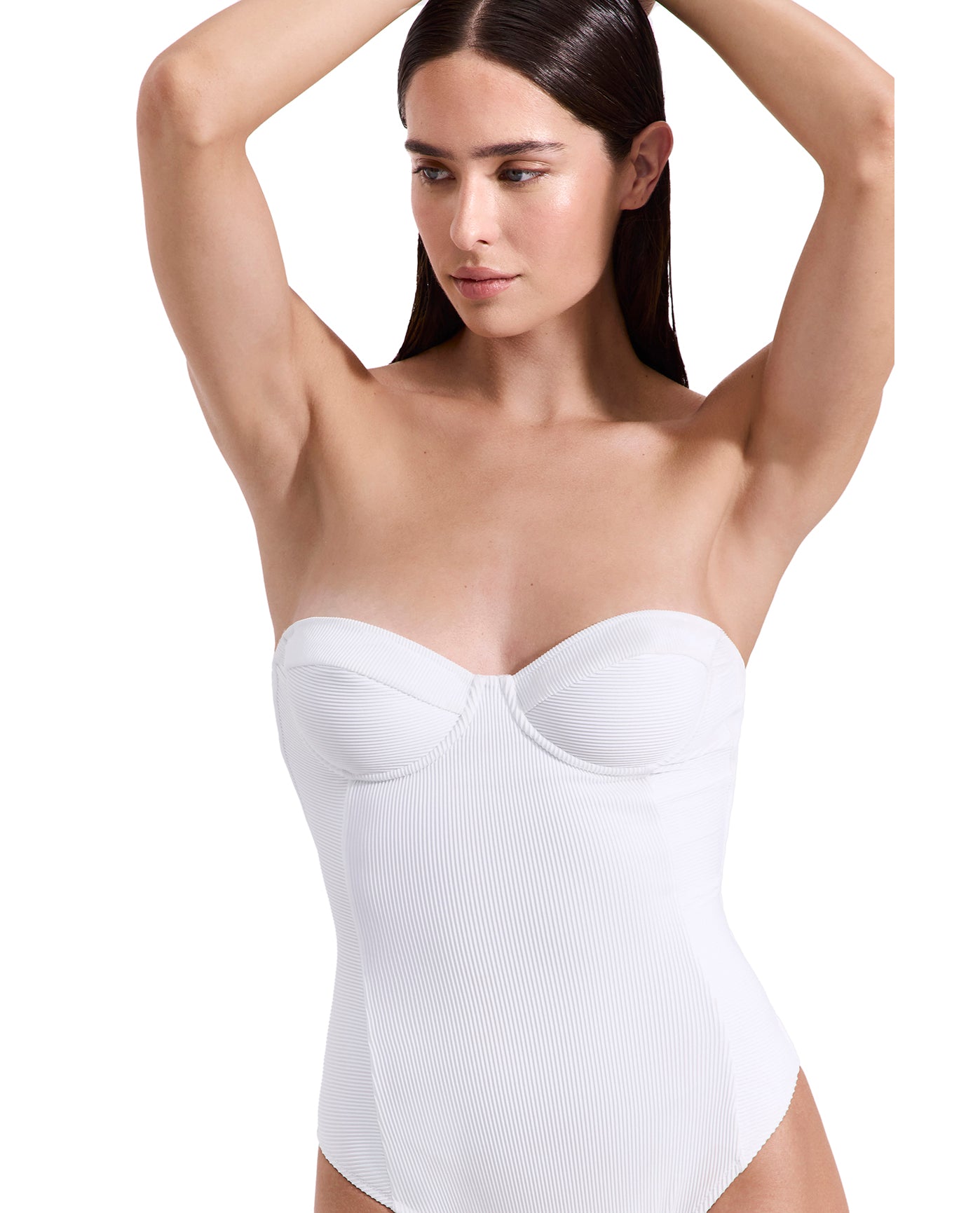 Emanuelle Textured Underwire Bandeau One Piece-White