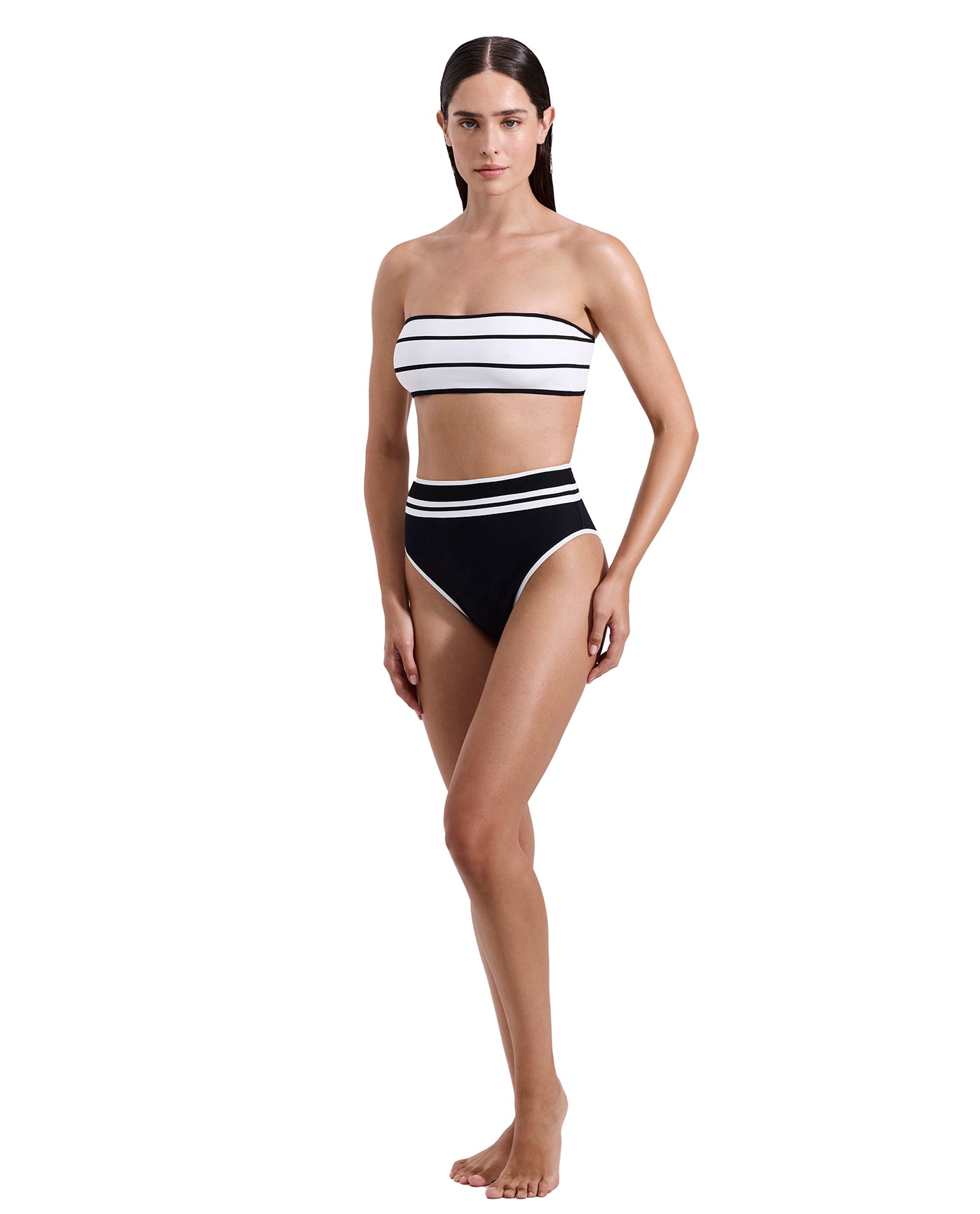 Jackie Bandeau Bikini Top-Blk/wh