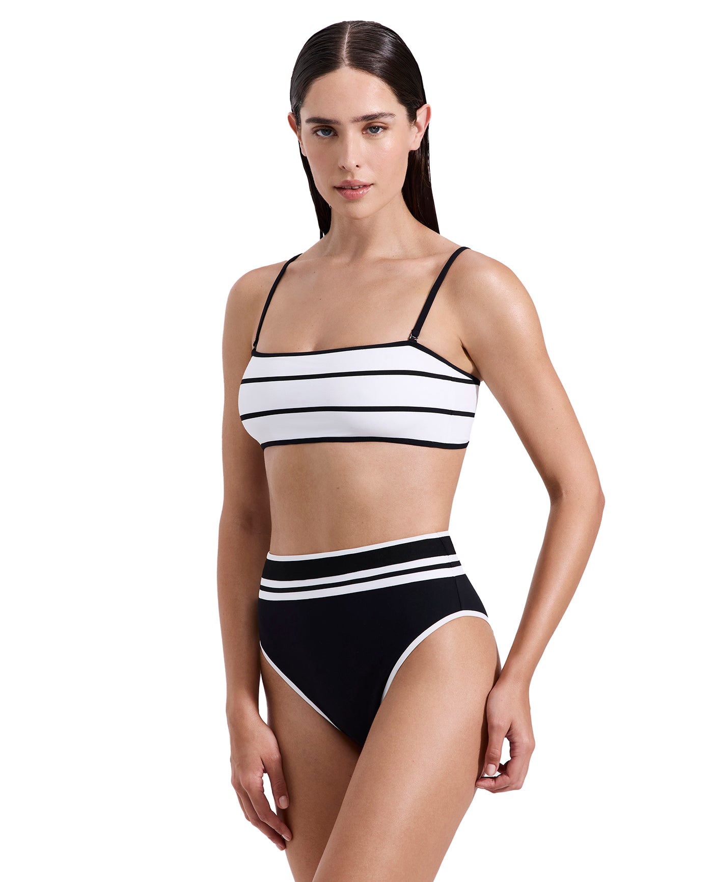 Jackie Bandeau Bikini Top-Blk/wh