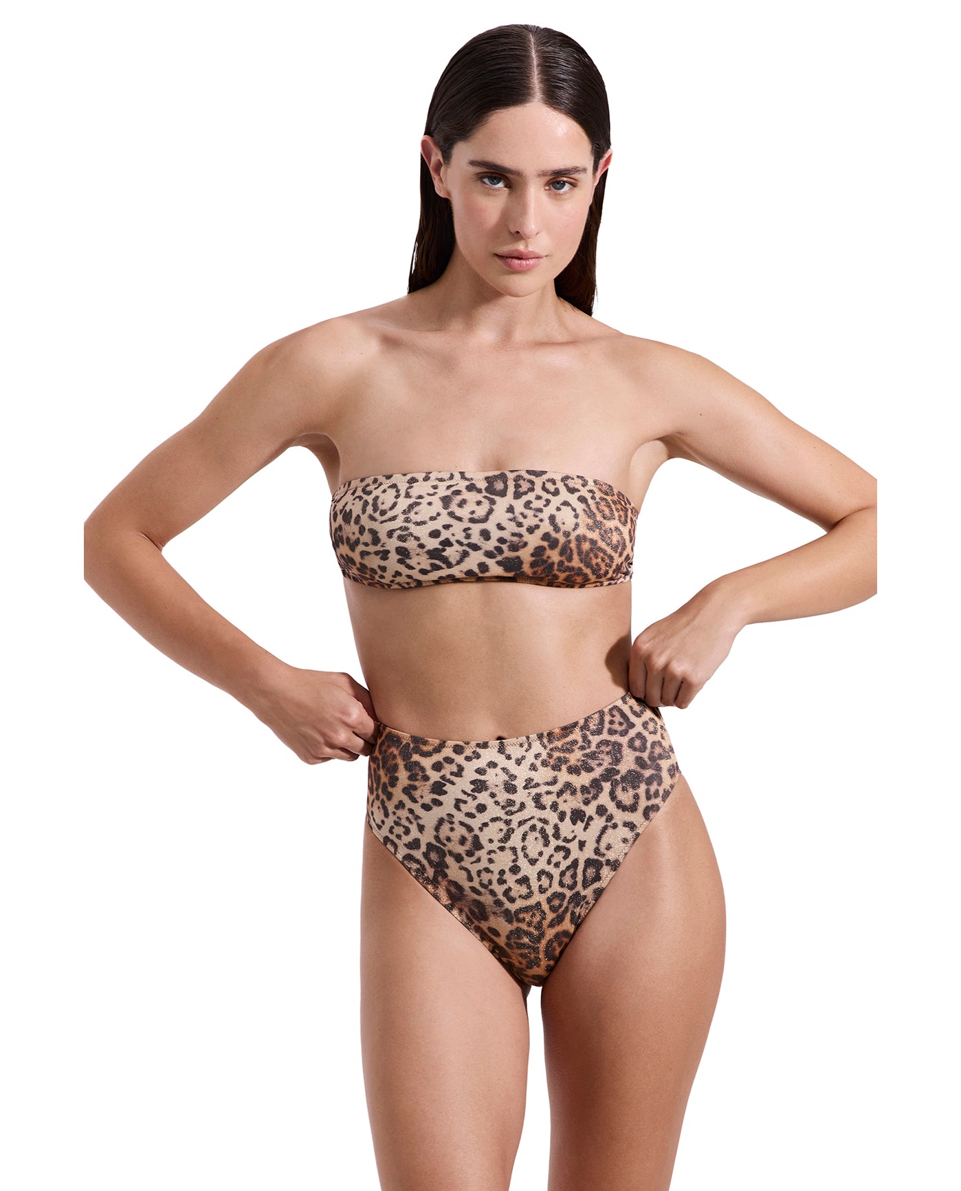Jasper Bandeau Bikini Top-Leopard