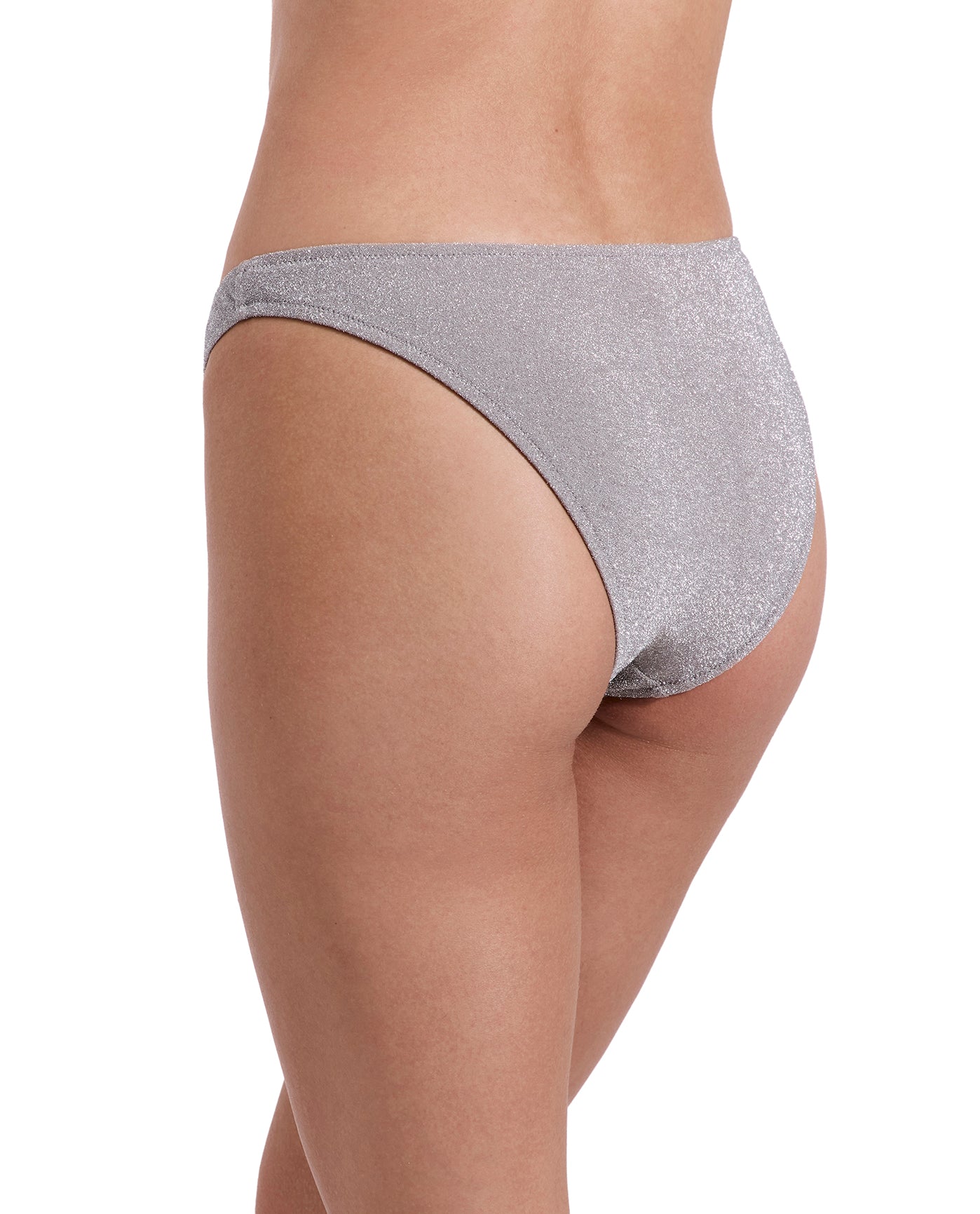 Luna Shimmer High Leg Low Rise Bikini Bottom-Silv bro