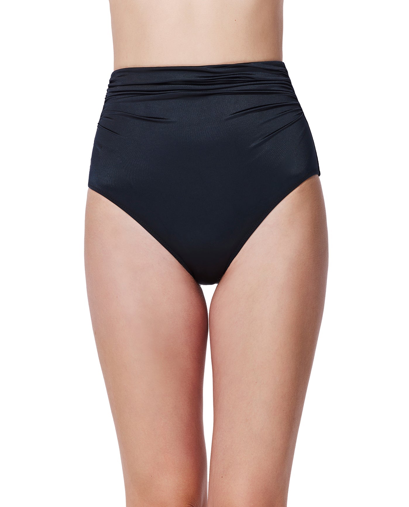 Front View Of Mademoiselle High Waist Bikini Bottom | mademoiselle-black