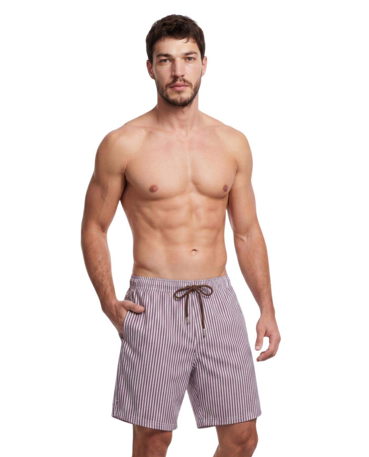 Beach Bound 7" Swim Trunks-Brwn/wht