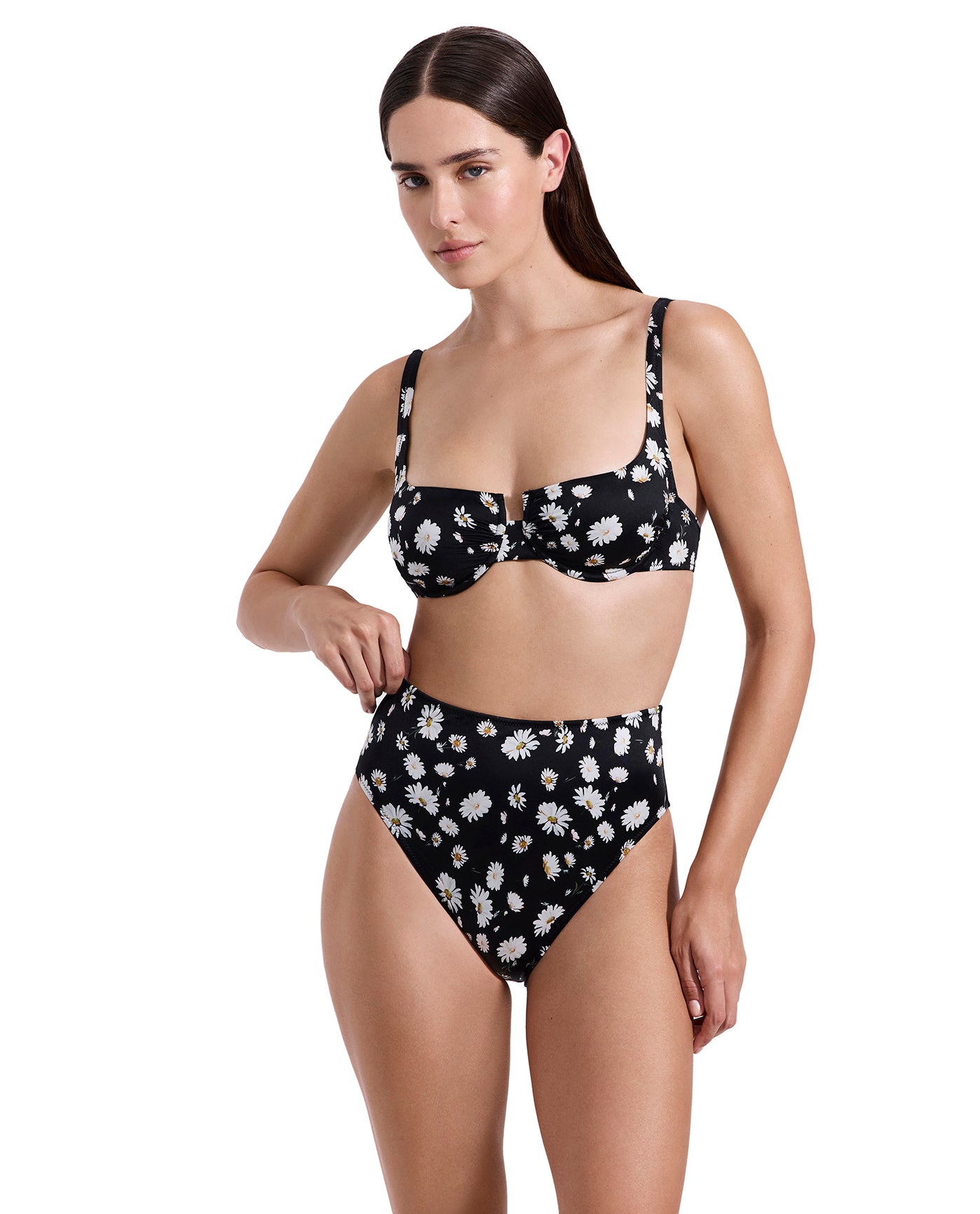 Marguerite Underwire Bikini Top-Blk/wh/yel