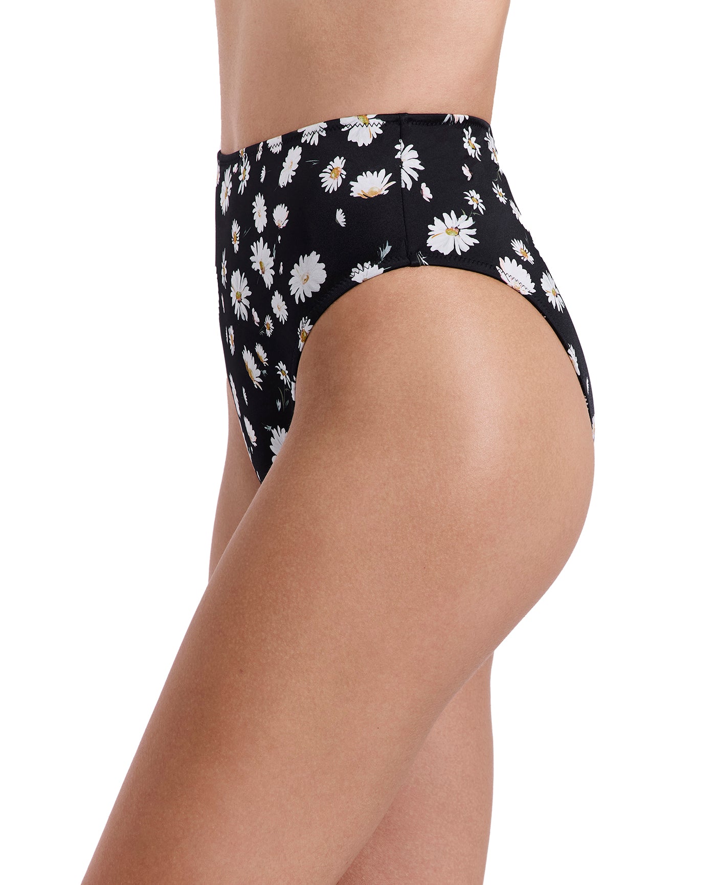 Marguerite High Waist Bikini Bottom-Blk/wh/yel