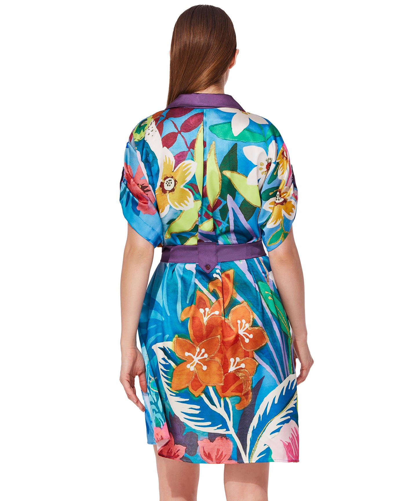Tropicana Belted Short Sleeve Shirt Dress Cover-Up-Multi