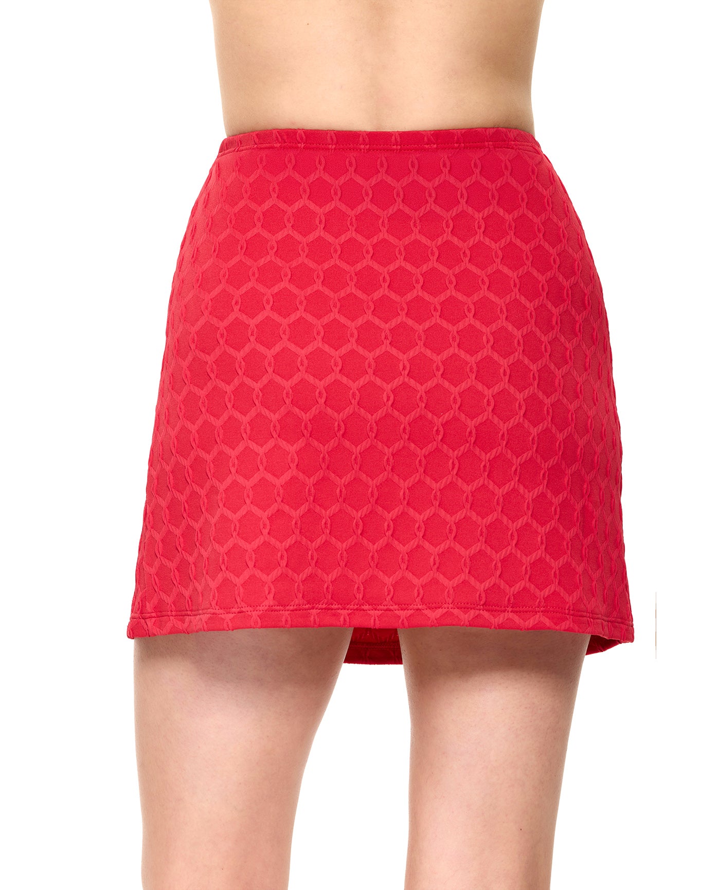 Chained Reaction Textured Pull-On Skirt Cover-Up-Red