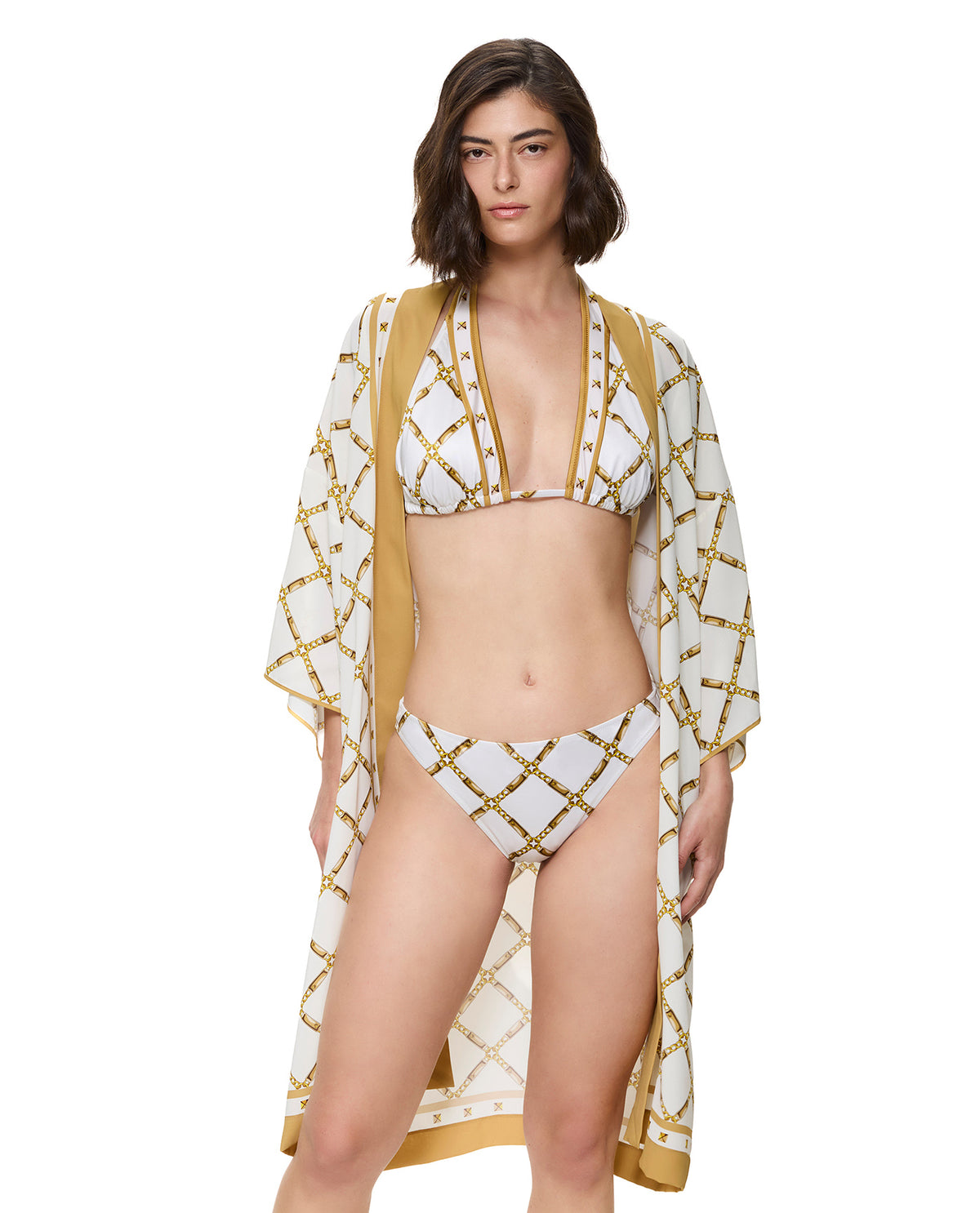 Gottex Deco Riviera Robe Cover-Up-Cream-Gold