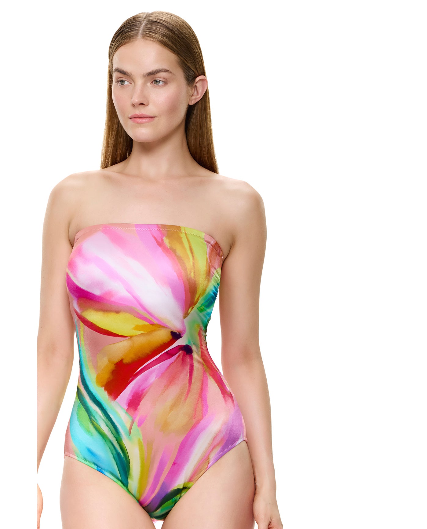 Floral Rhythm Bandeau One Piece-Pink multi