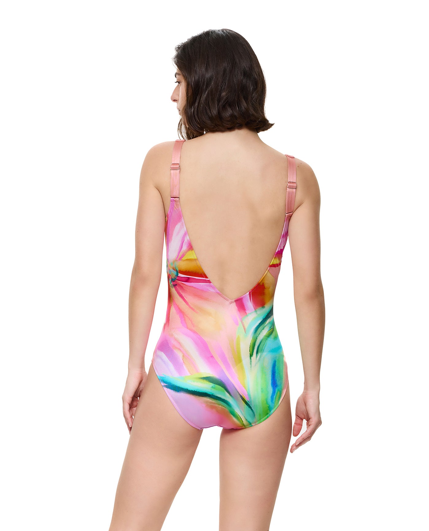 Floral Rhythm V-Neck One Piece -Pink multi