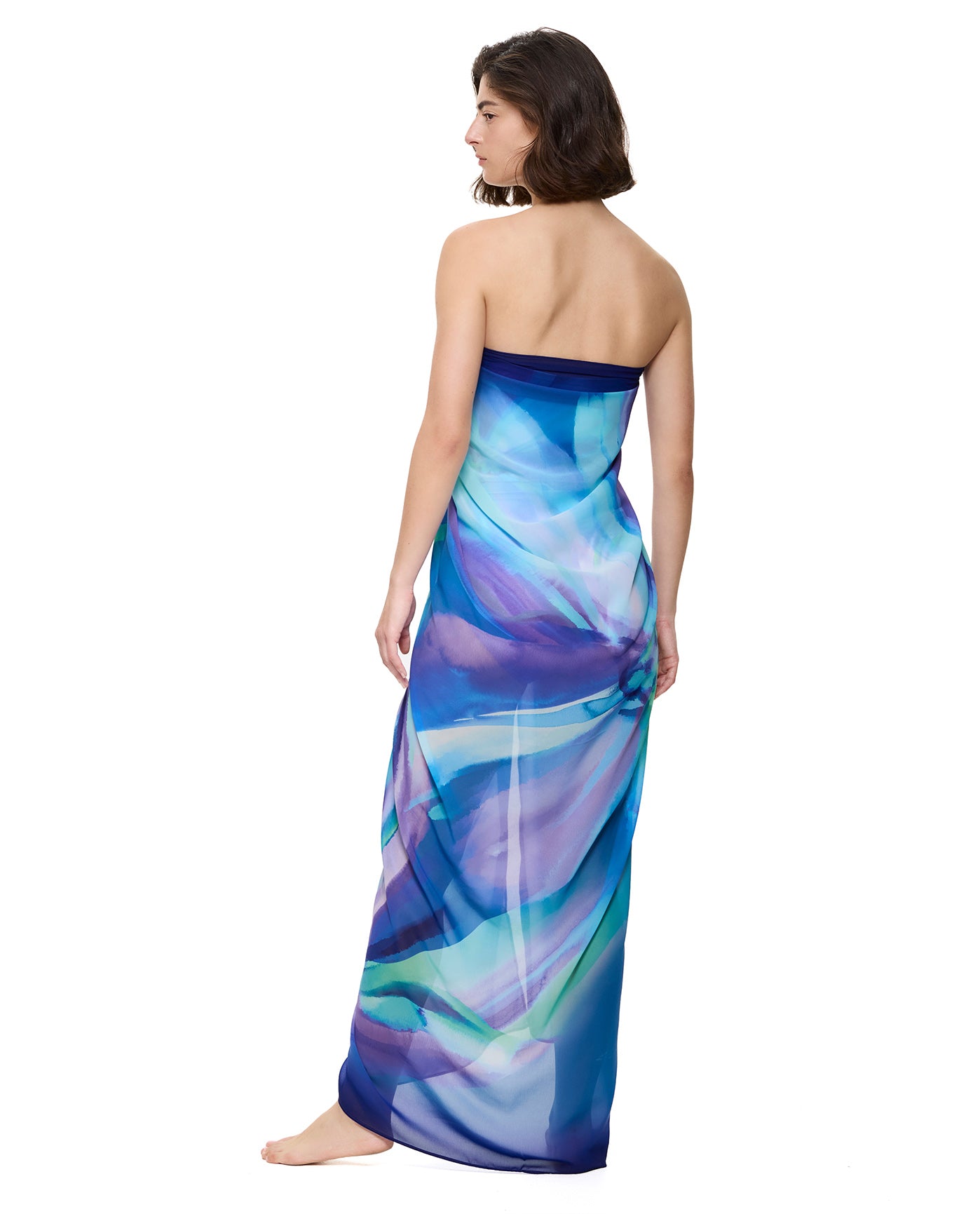 Floral Rhythm Pareo-Blue multi