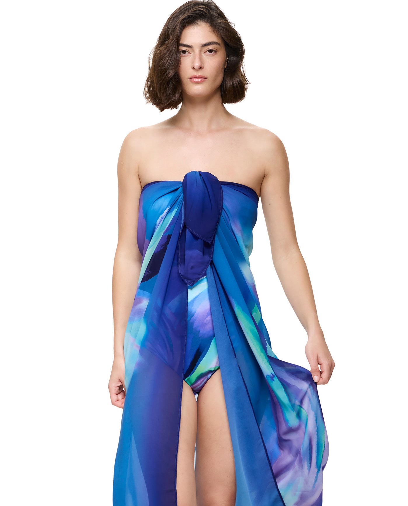 Floral Rhythm Pareo-Blue multi
