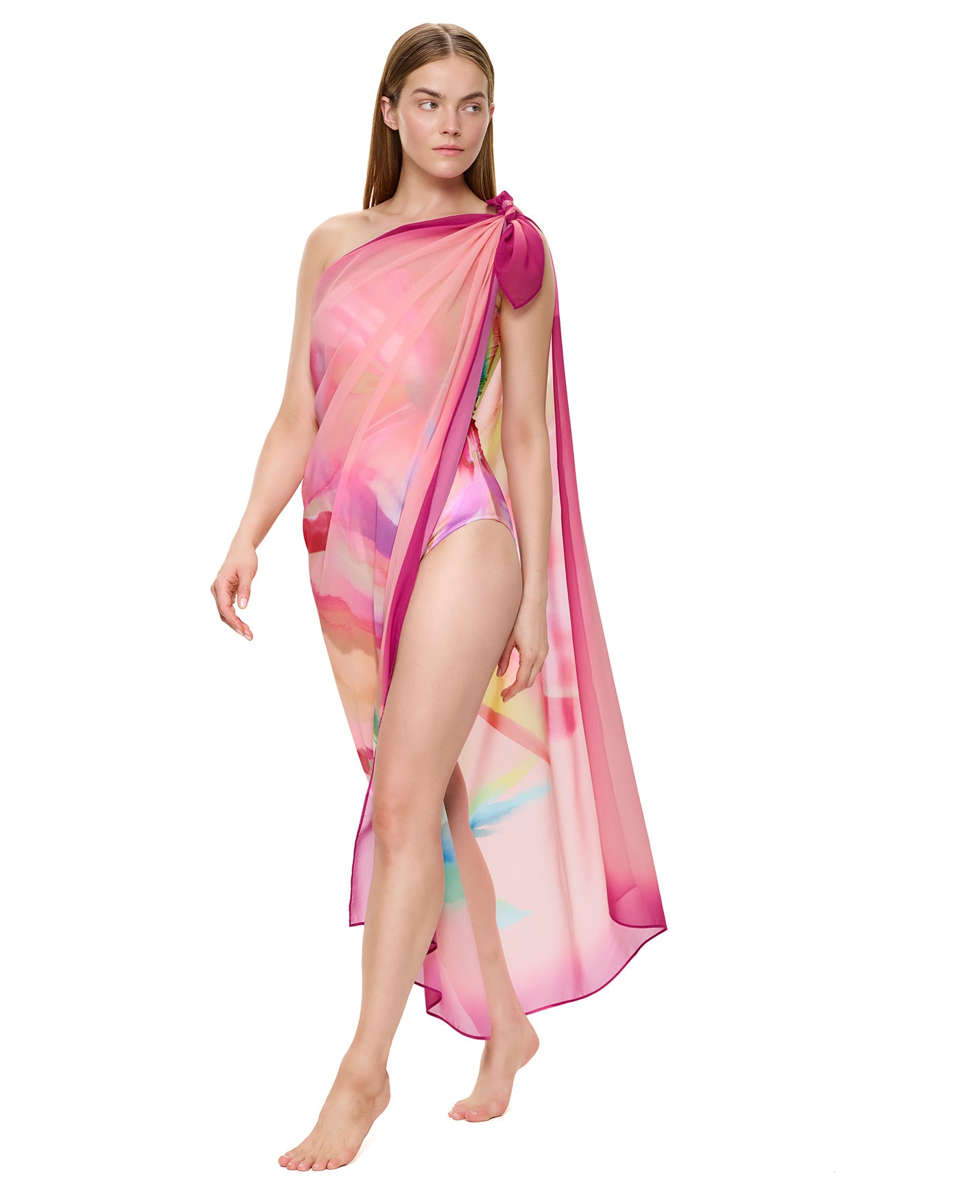 Floral Rhythm Pareo-Pink multi