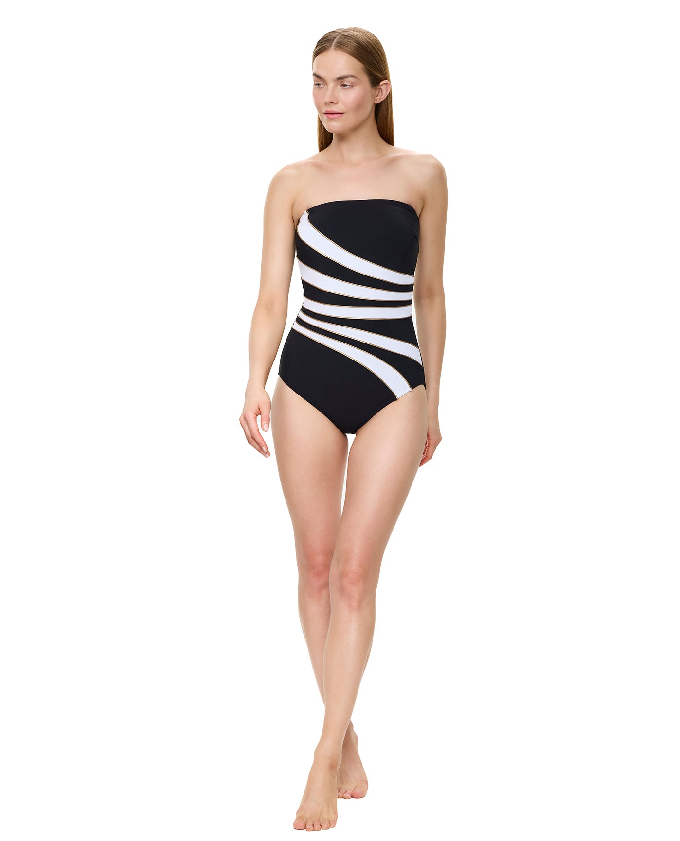 Luxe Allure Bandeau One Piece -Blk/gold
