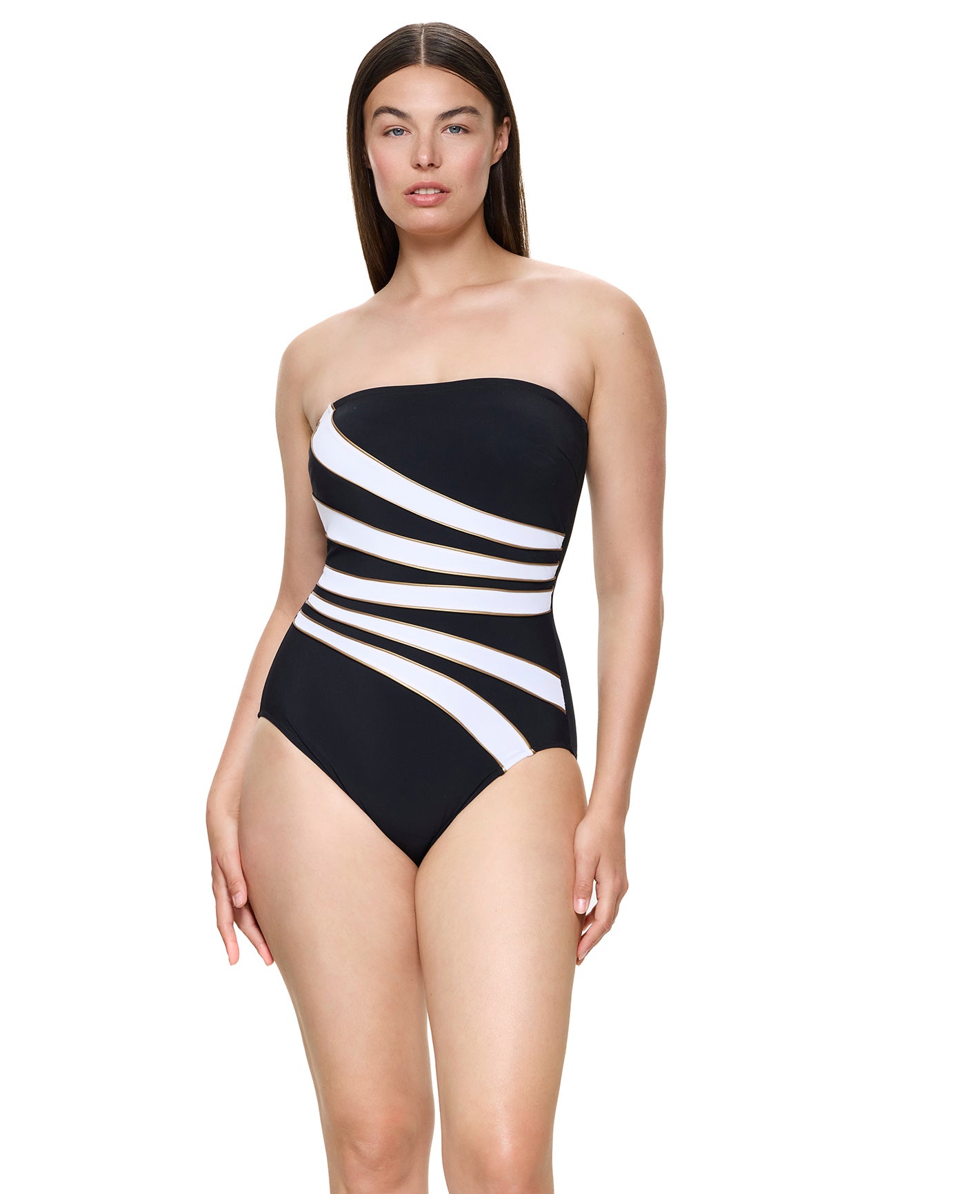 Luxe Allure Bandeau One Piece -Blk/gold