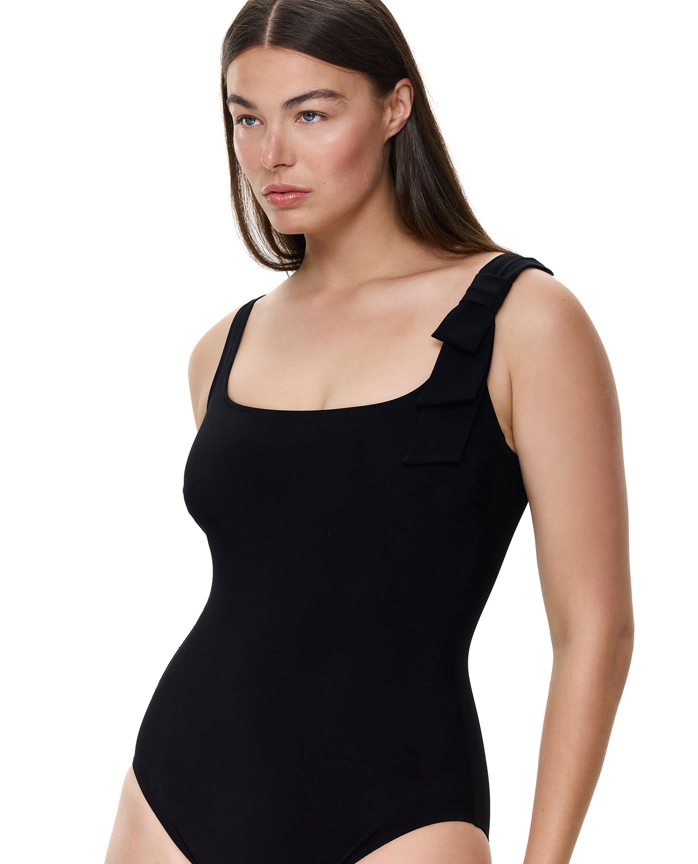 Modern Muse Square Neck One Piece-Black