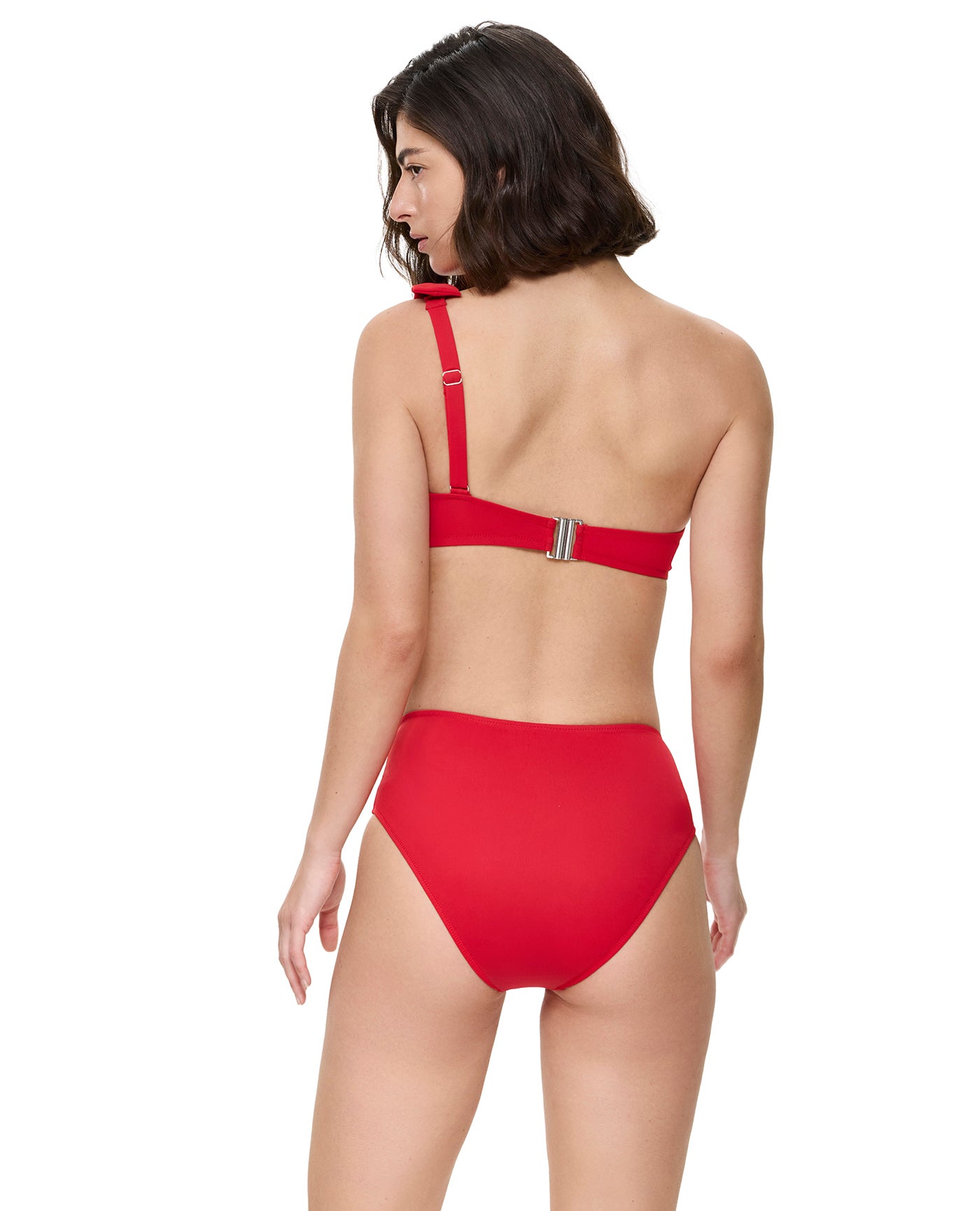 Modern Muse One Shoulder Bikini Top-Red