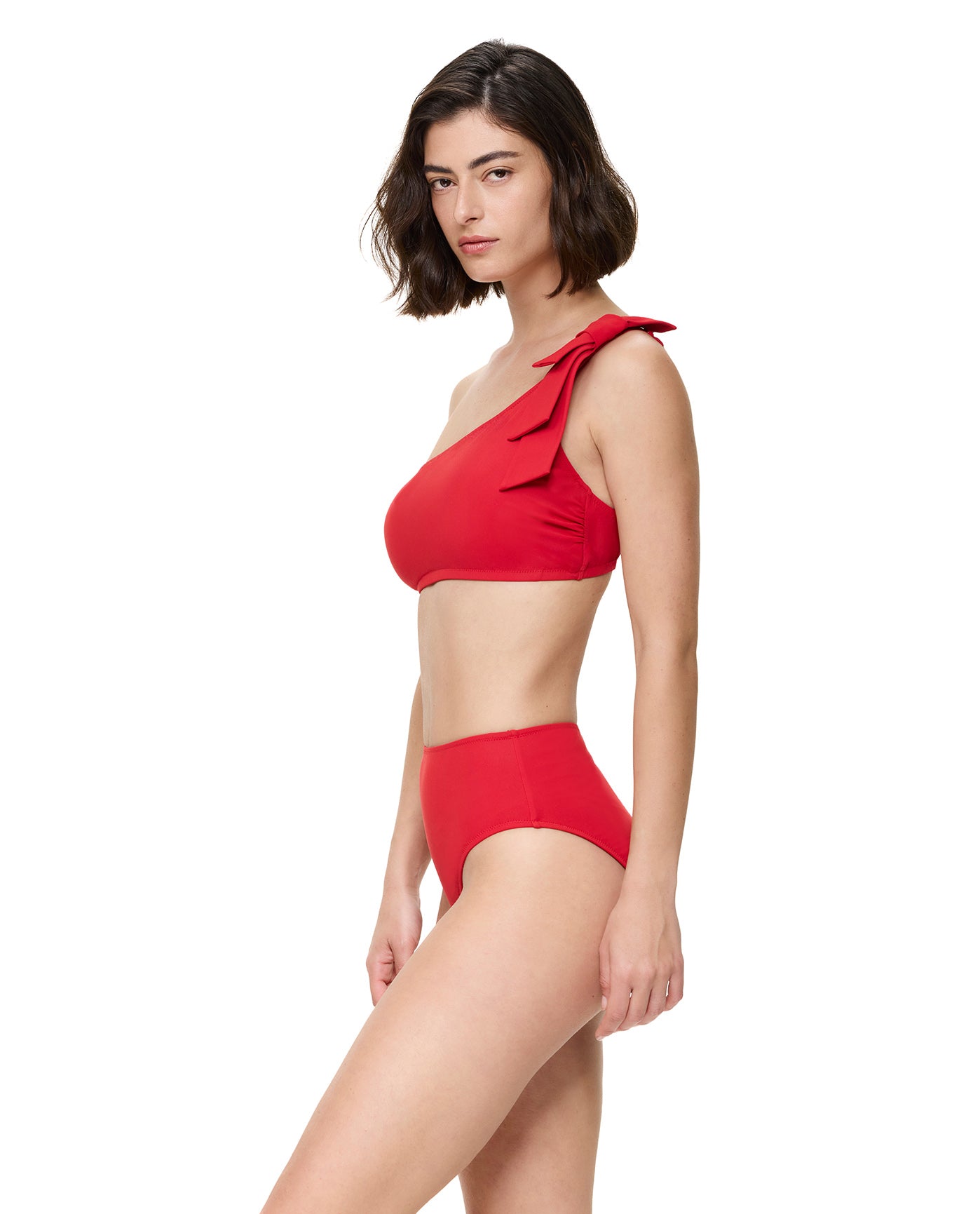 Modern Muse One Shoulder Bikini Top-Red