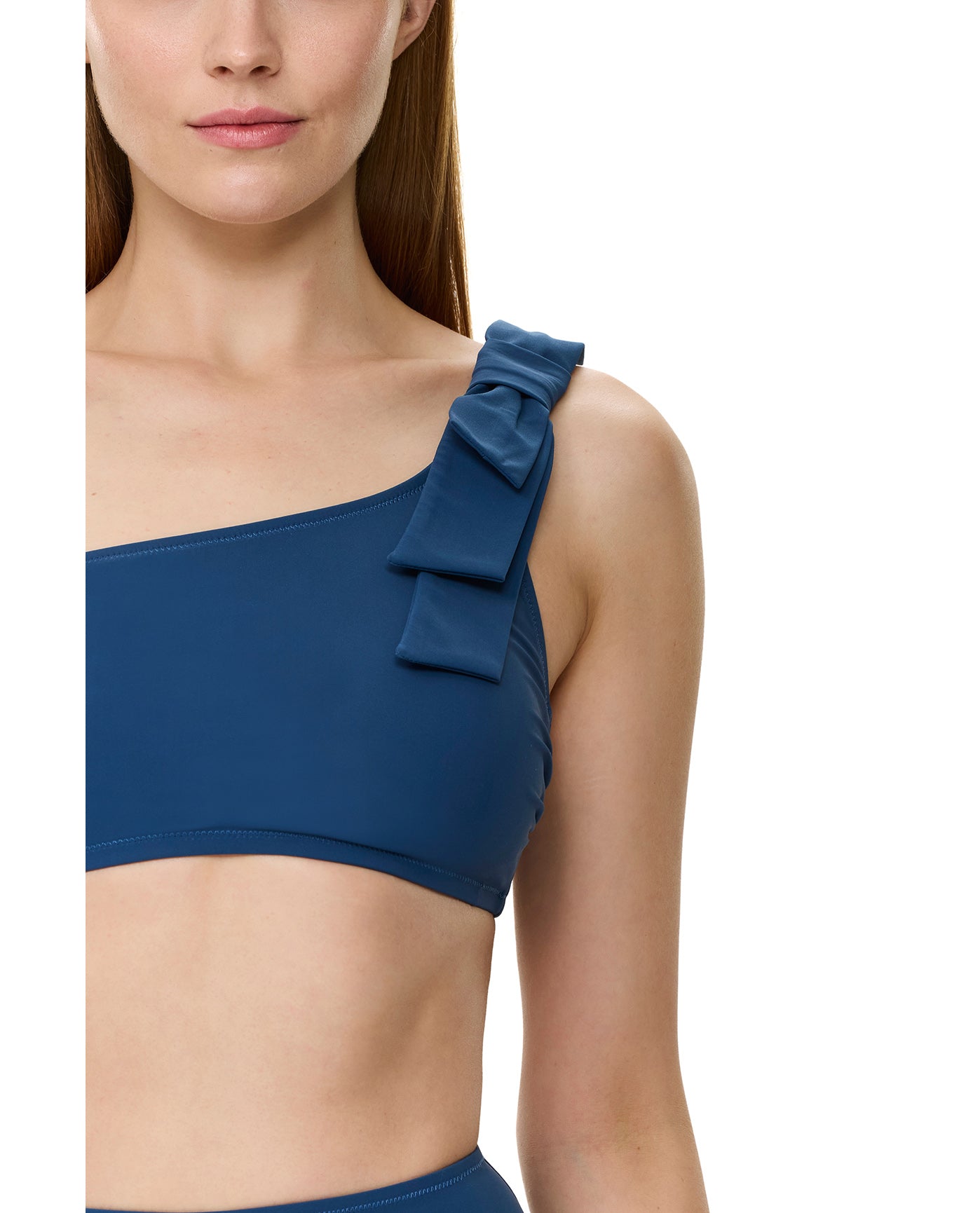 Modern Muse One Shoulder Bikini Top-Dark azure