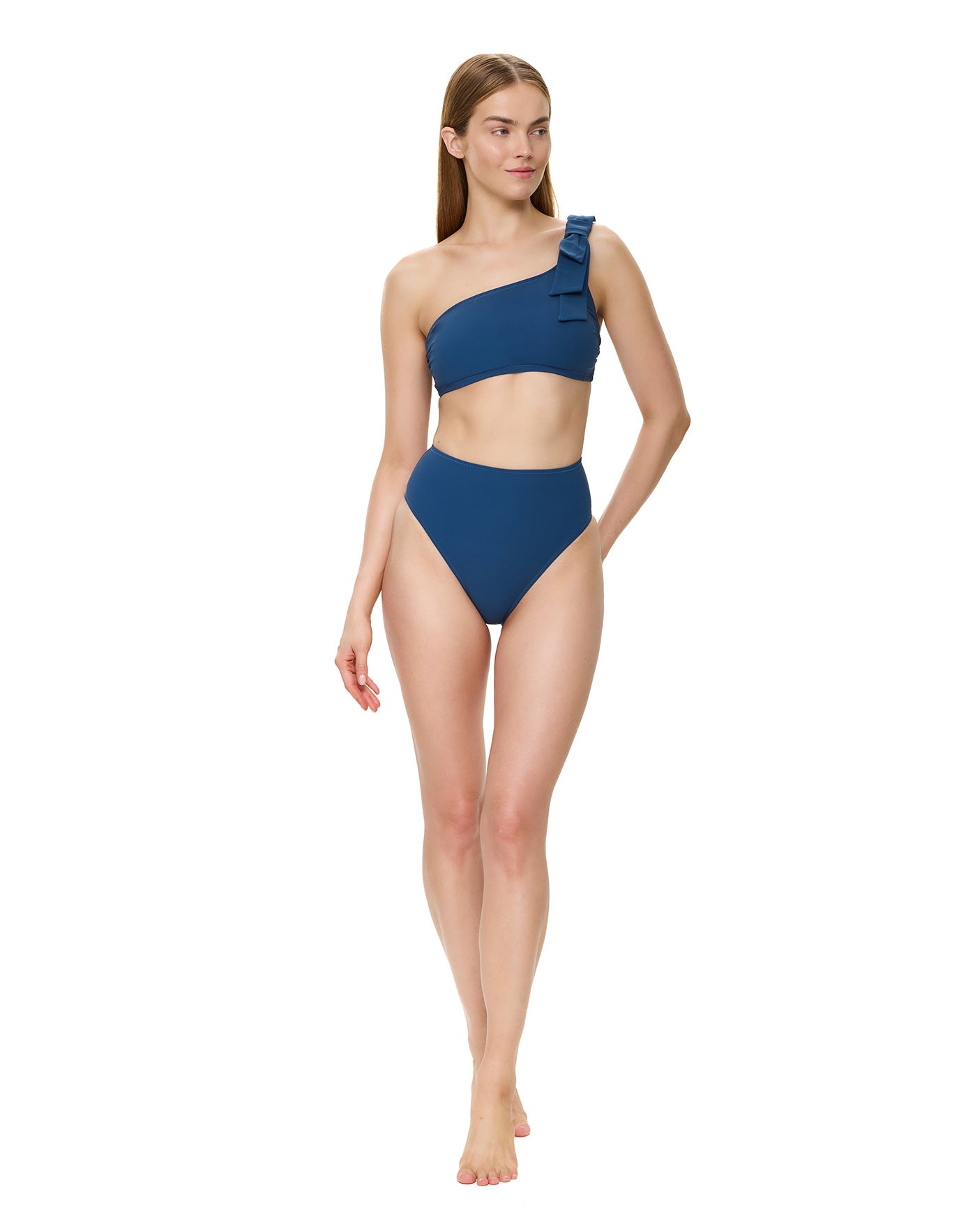Modern Muse High Waist Bikini Bottom-Dark azure