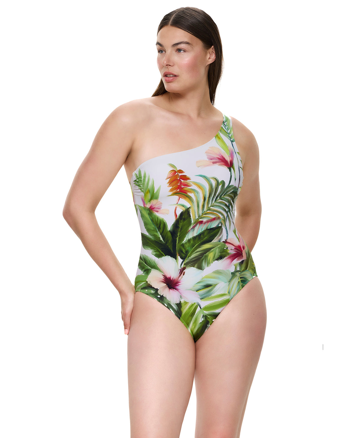 Gottex Paradise Beauty One Shoulder One Piece-Green-Multicolor