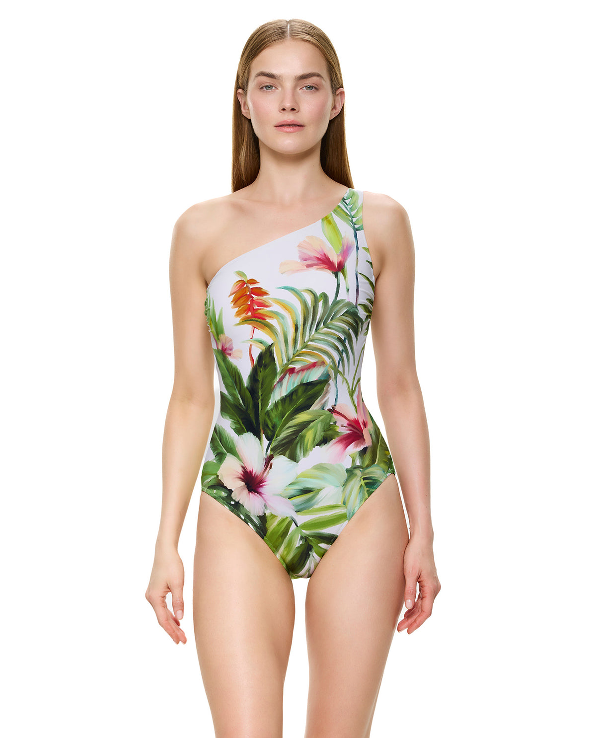 Gottex Paradise Beauty One Shoulder One Piece-Green-Multicolor