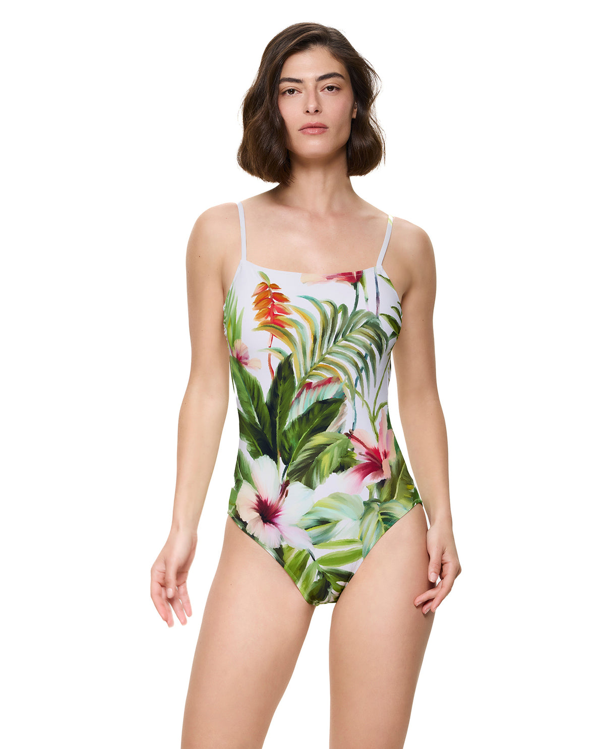 Paradise Beauty Scoop Neck One Piece-Green-Multicolor