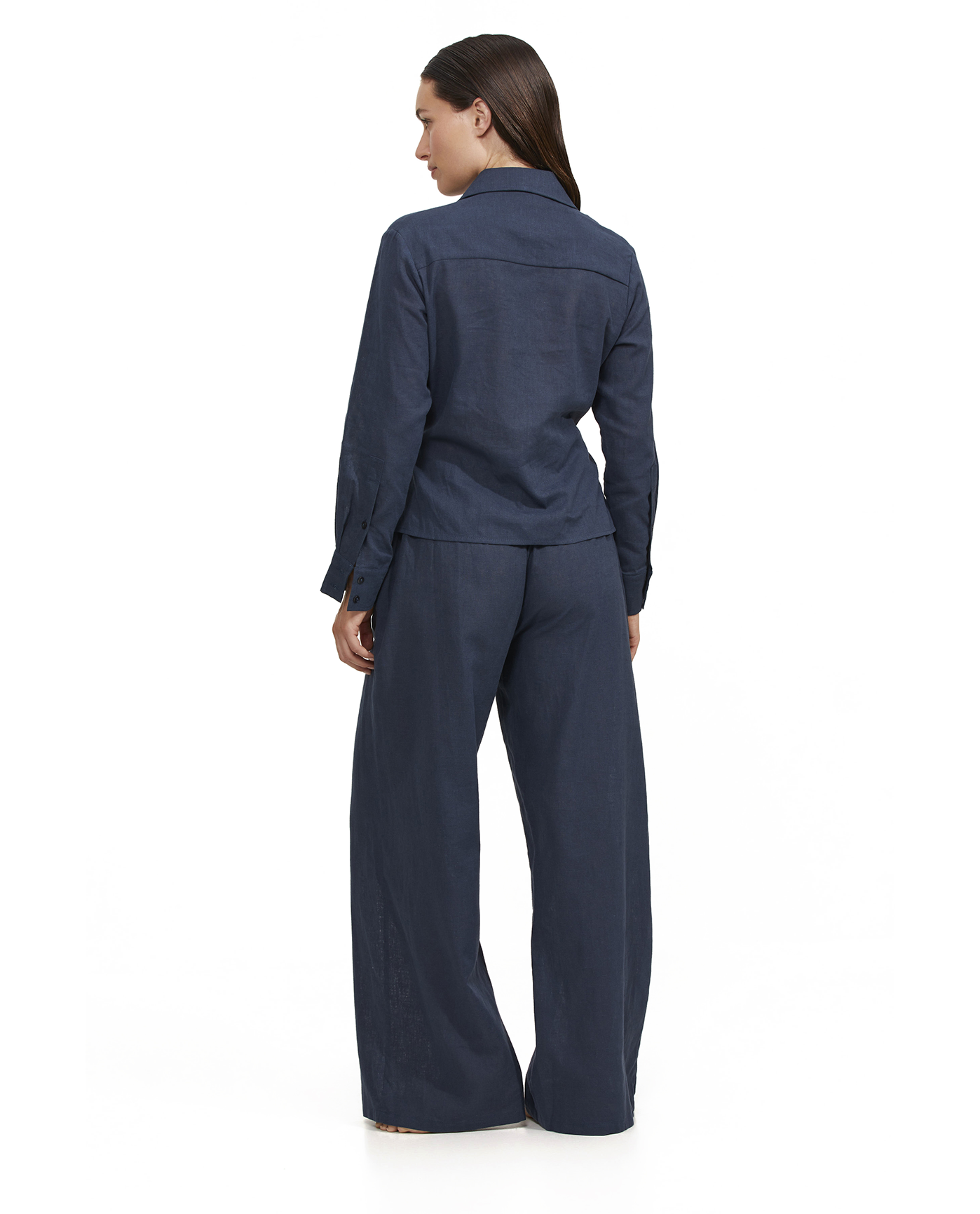 High Low Collared Front Tie Blouse Cover Up -Midnight b