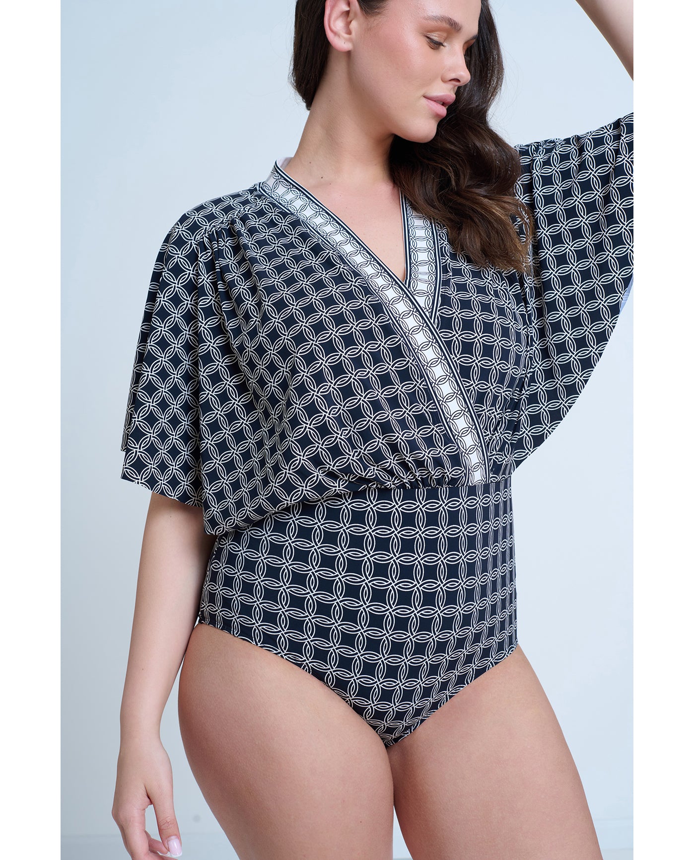 Modest Sleeved Surplice Blouson One Piece