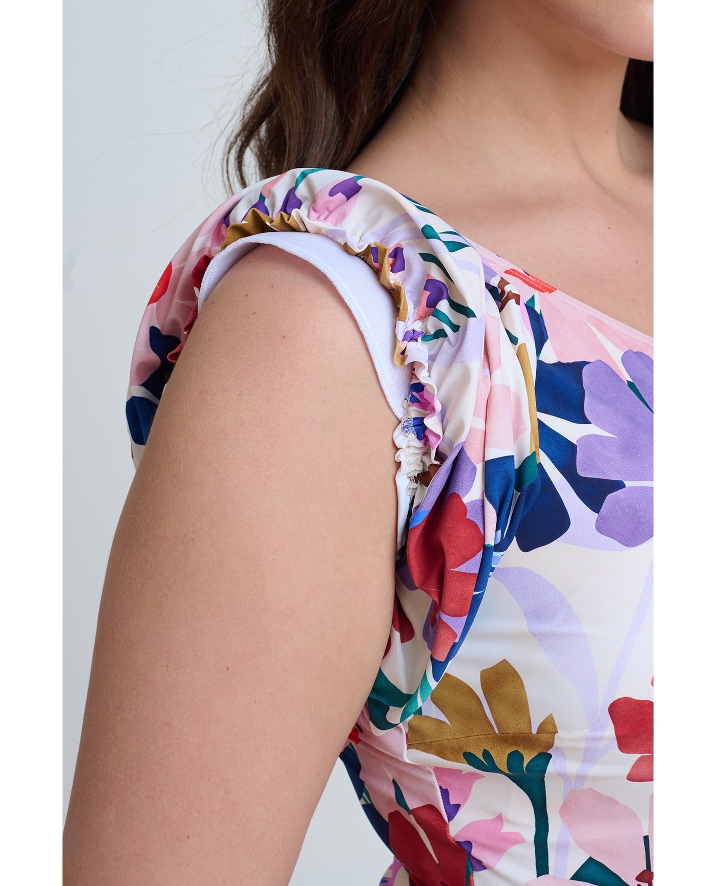 Modest High Round Neck Puff Sleeve One Piece