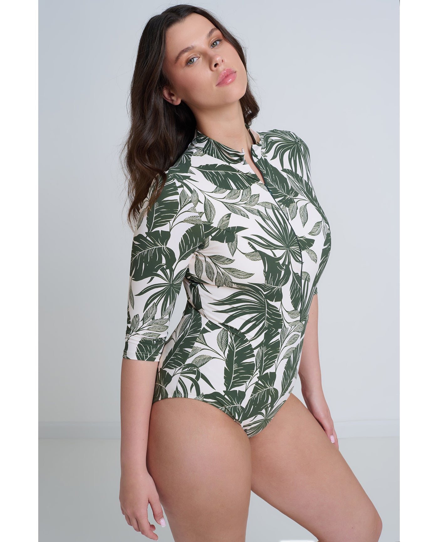 Modest 3/4 Sleeve One Piece Rashguard