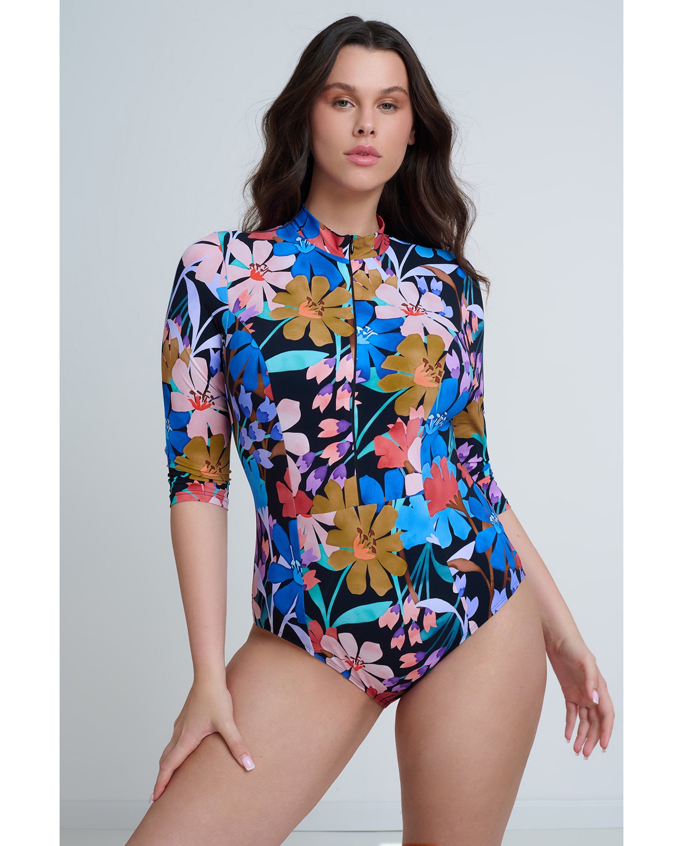 Modest 3/4 Sleeve One Piece Rashguard