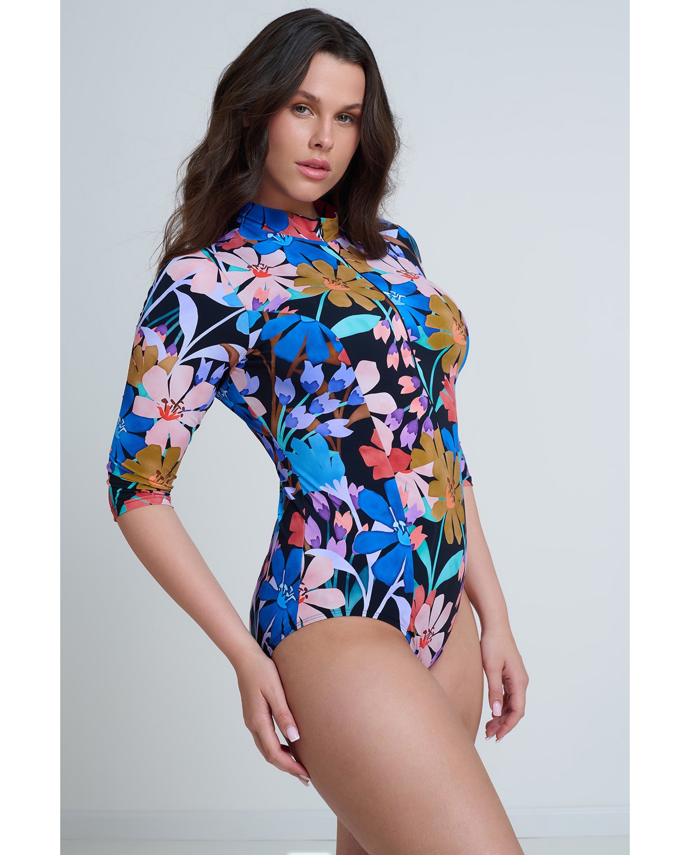 Modest 3/4 Sleeve One Piece Rashguard