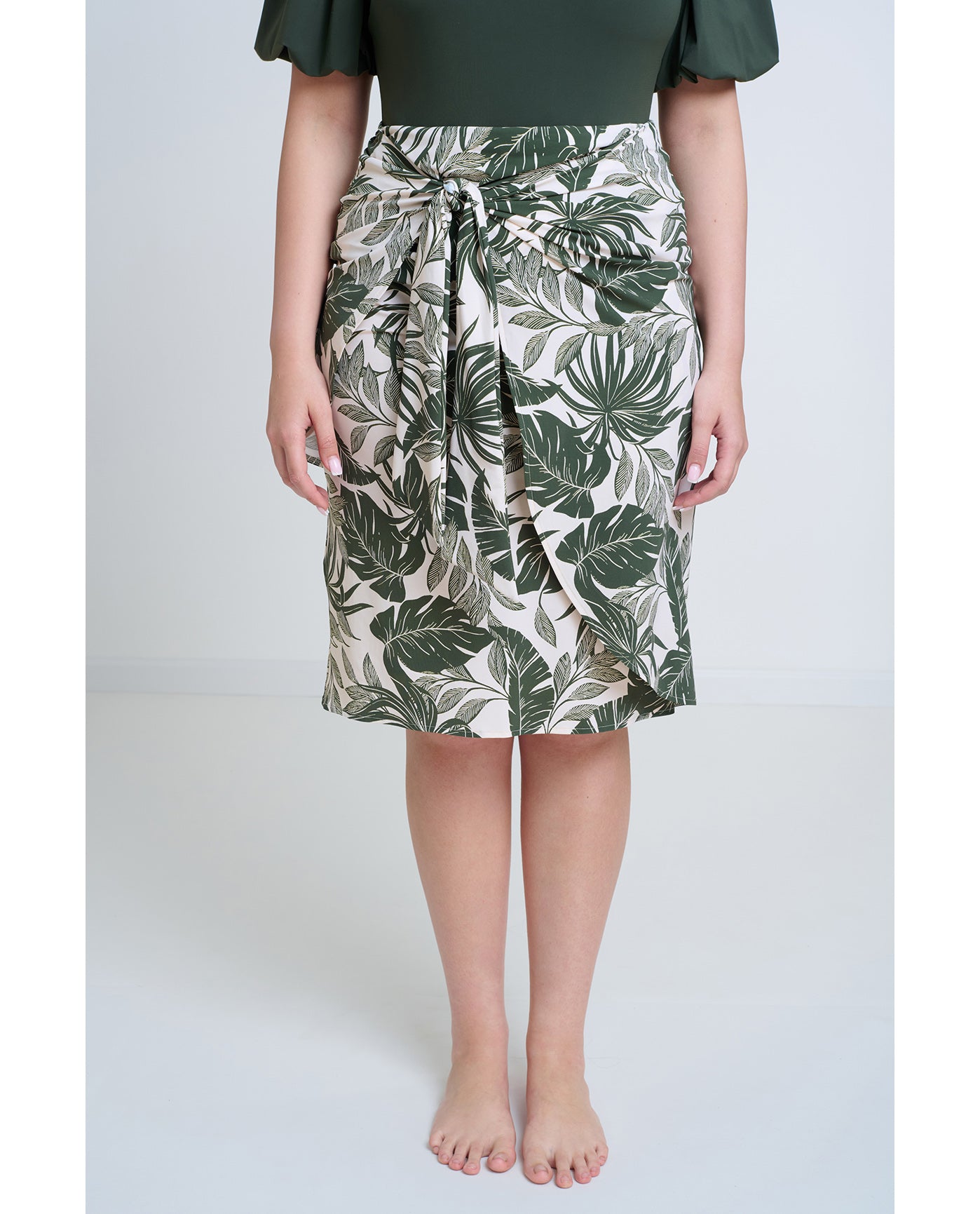 Modest Faux Wrap Skirt with Tie-Ivory