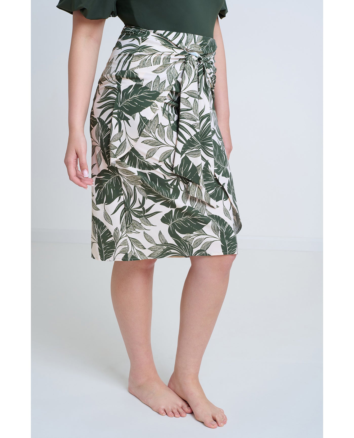 Modest Faux Wrap Skirt with Tie-Ivory