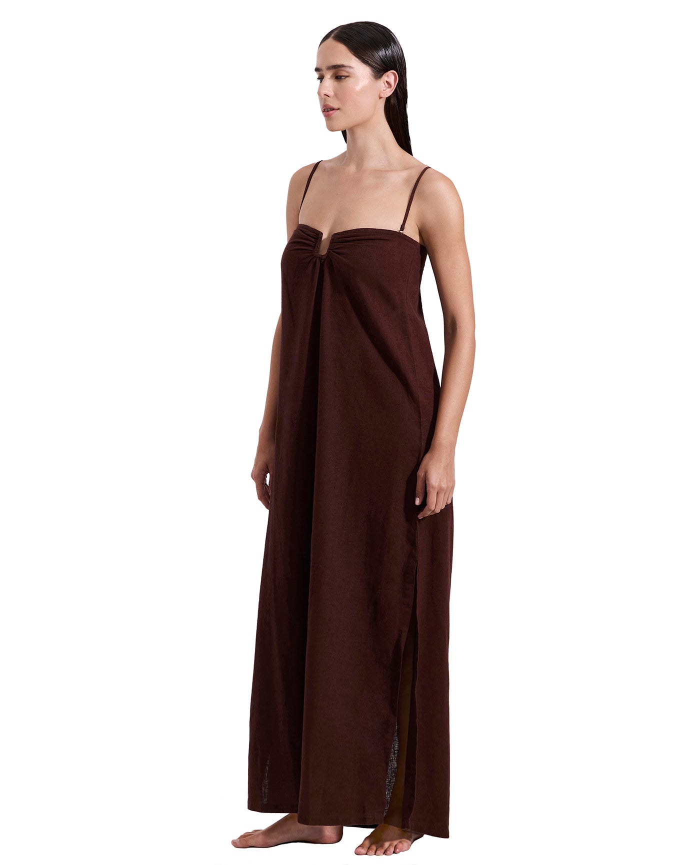La Mar U Wire Midi Dress Cover-Up-Brown