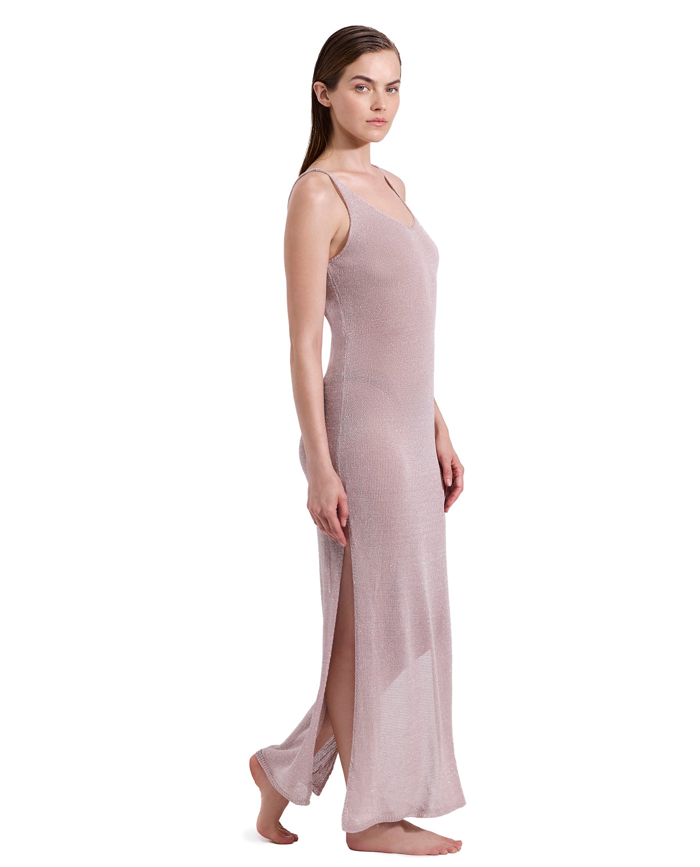 Solar Shimmer Knit Dress Cover-Up-Lt pin sil
