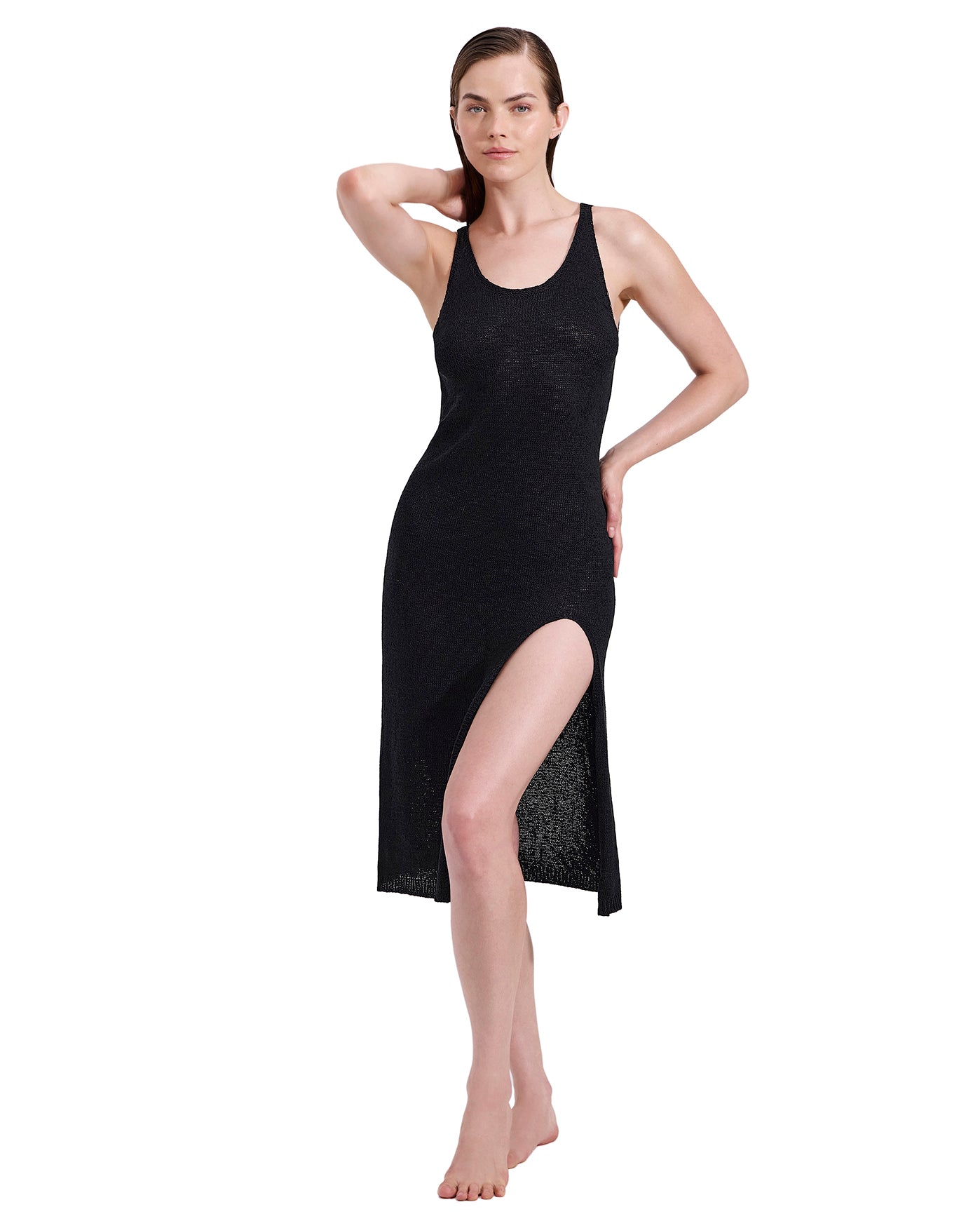 Isla Knit Dress Cover-Up -Black