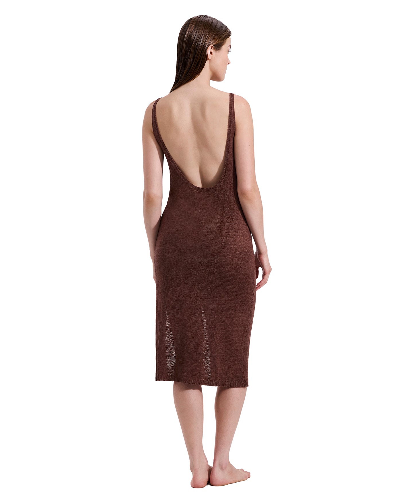 Isla Knit Dress Cover-Up -Brown